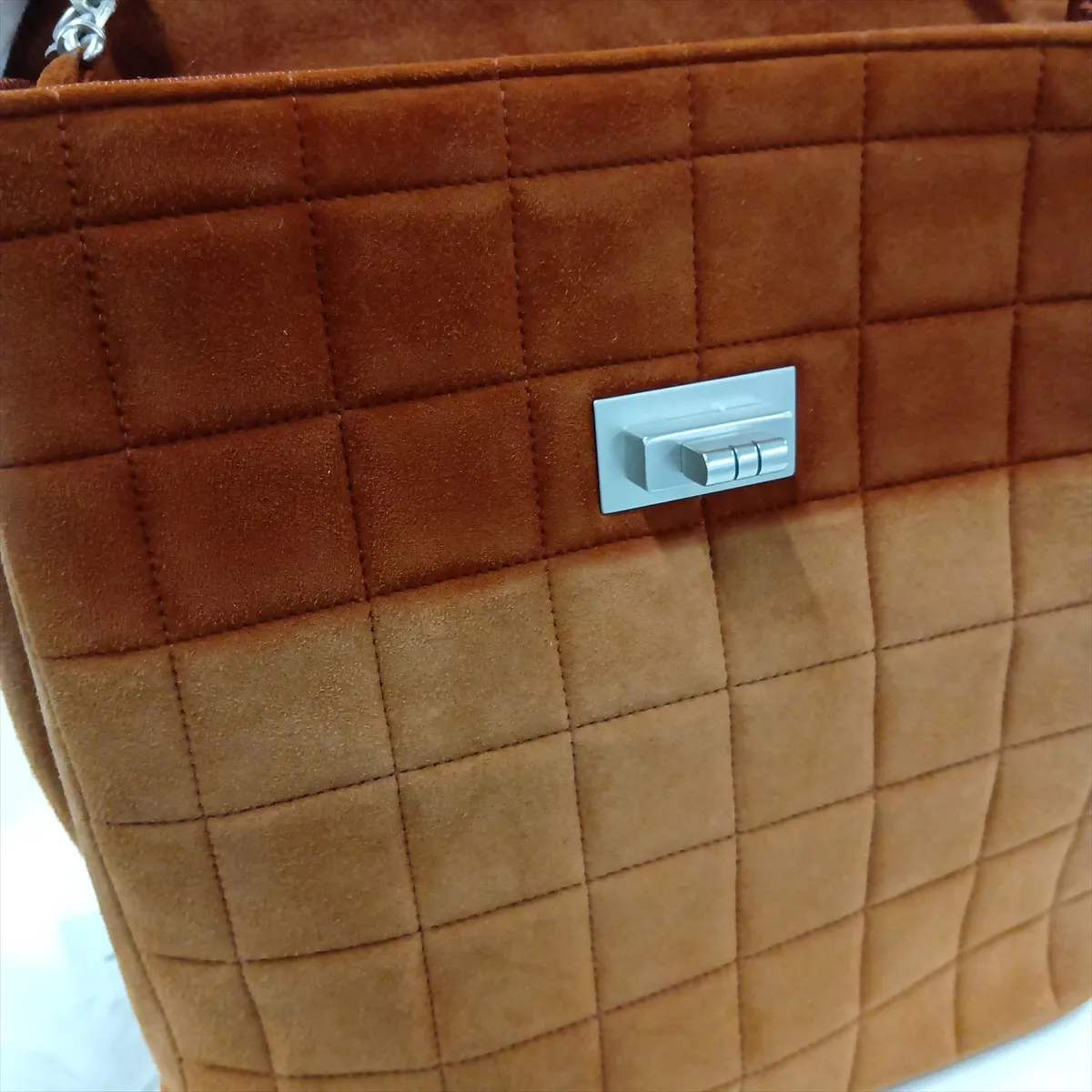 Chocolate Bar Suede Chain Shoulder Bag, Brown with Silver Hardware, Item No. 6138575 (Serial No. 6) — view 13