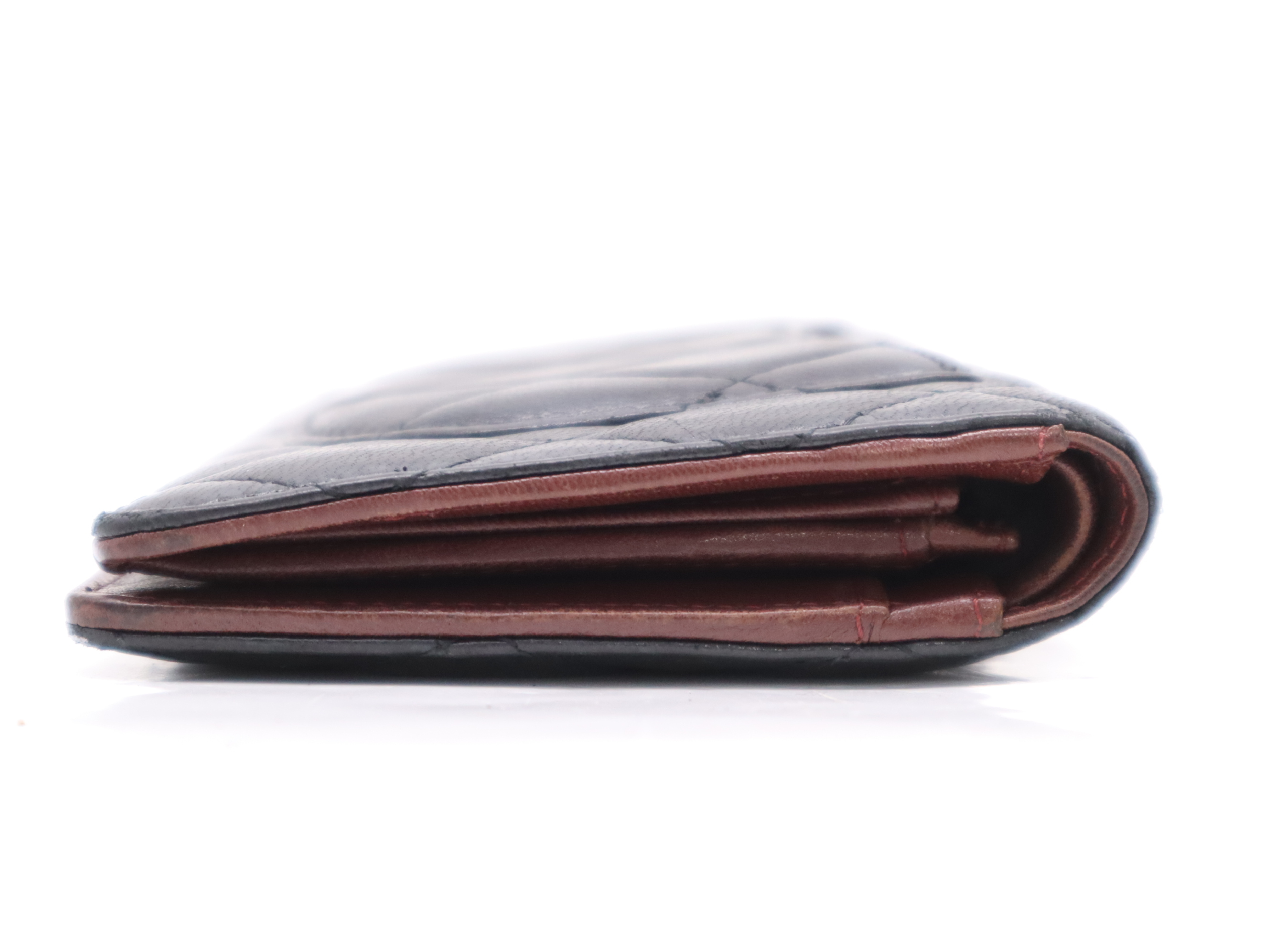 Lambskin Matelassé Long Wallet, Black, Silver Hardware, Seal, Card Holder, 13673640 — view 3