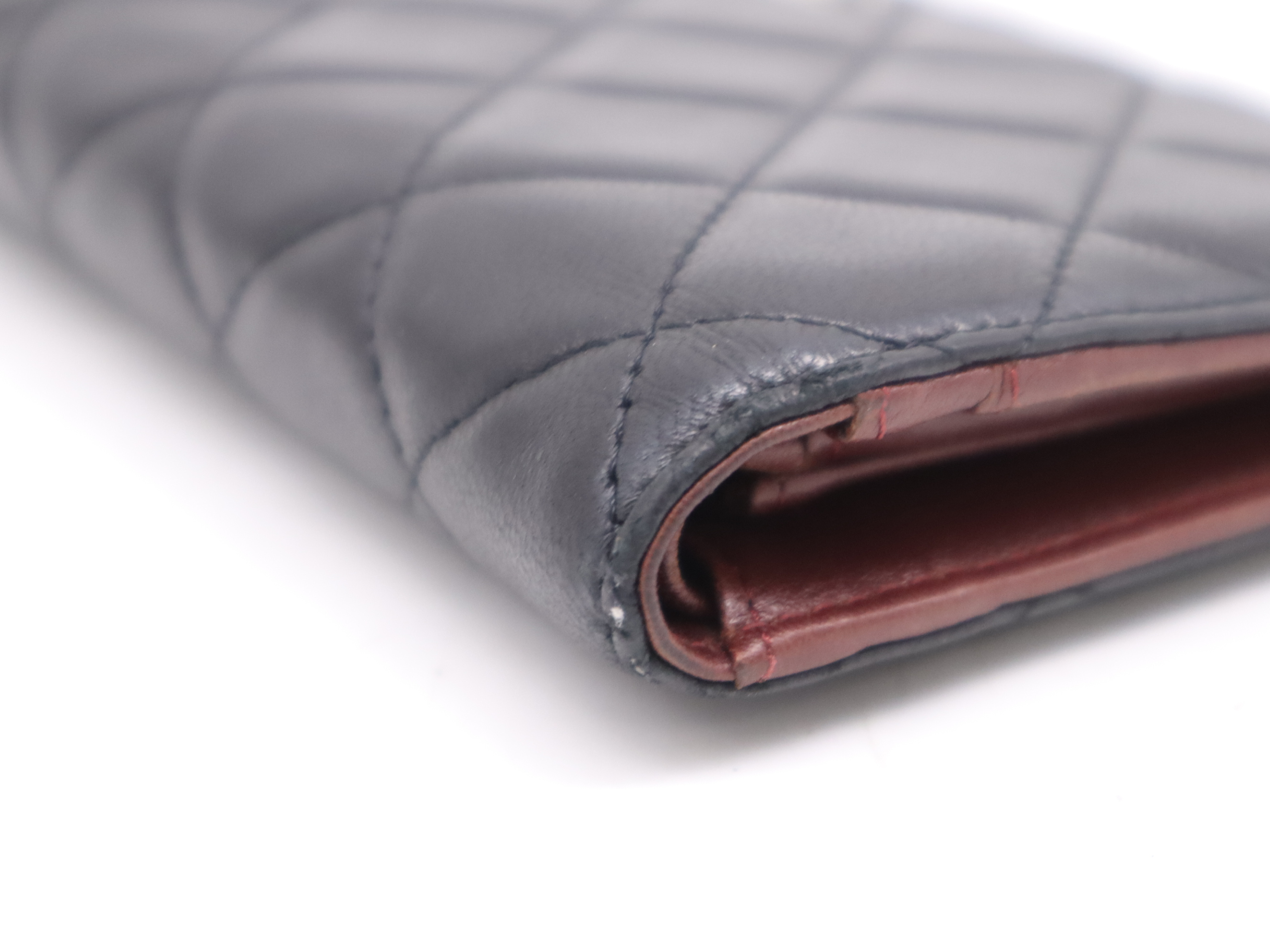 Lambskin Matelassé Long Wallet, Black, Silver Hardware, Seal, Card Holder, 13673640 — view 6