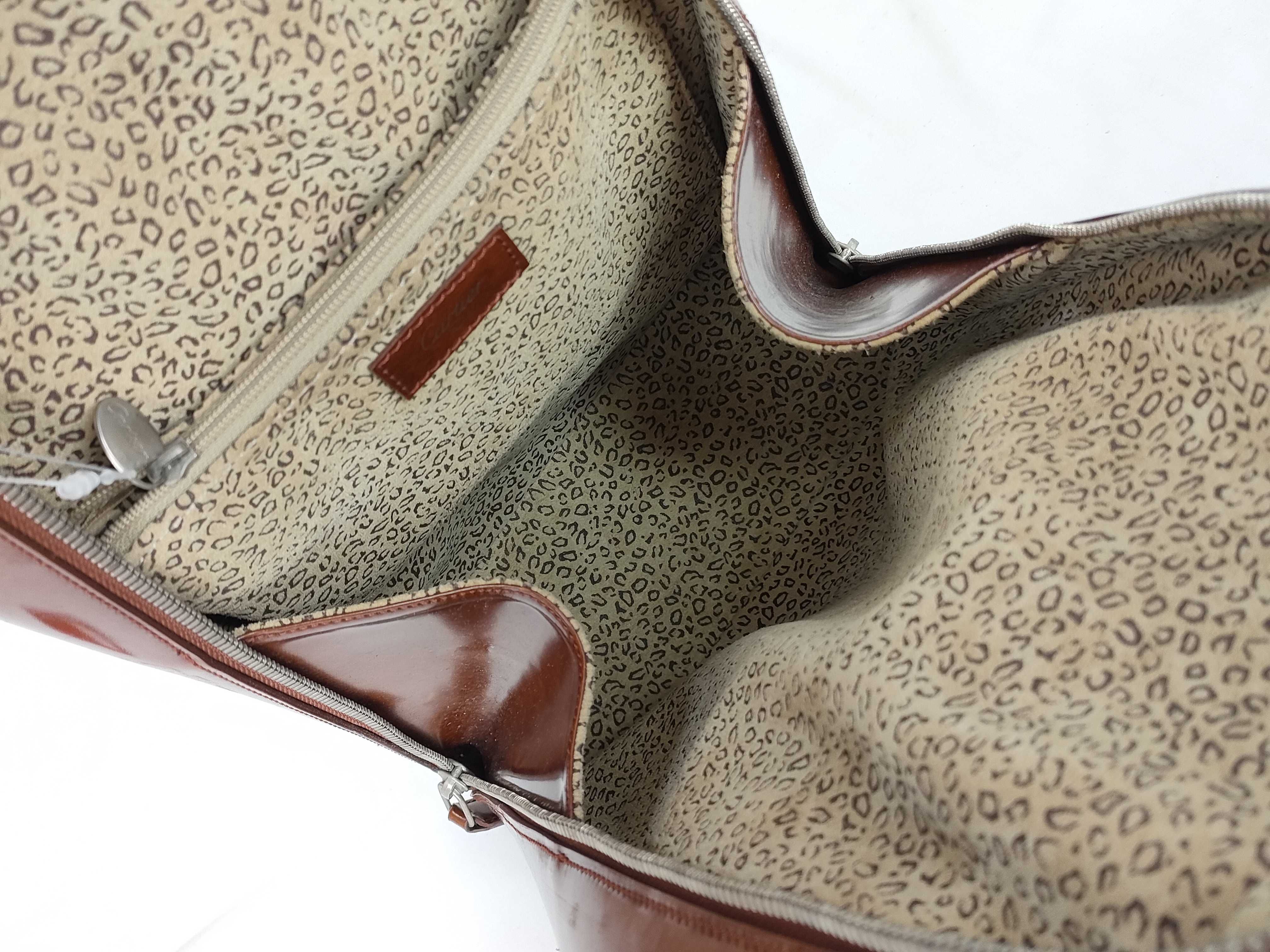 Panthère GL259628 Leather Backpack, Brown, Silver Hardware, with Card. — view 11