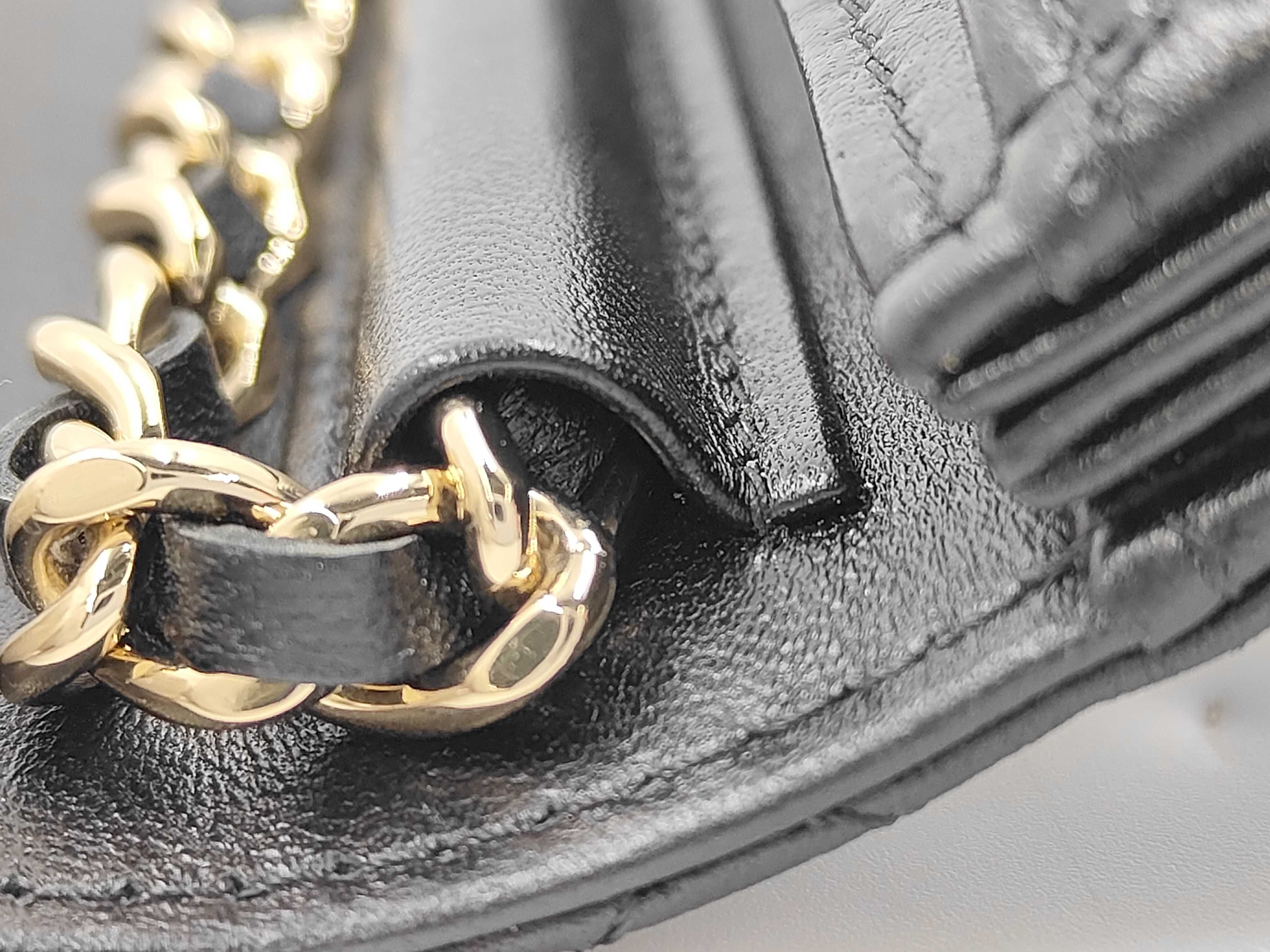 Matelassé Camellia Chain Wallet, Lambskin, Black, Serial Number 31-series Shoulder Bag — view 13