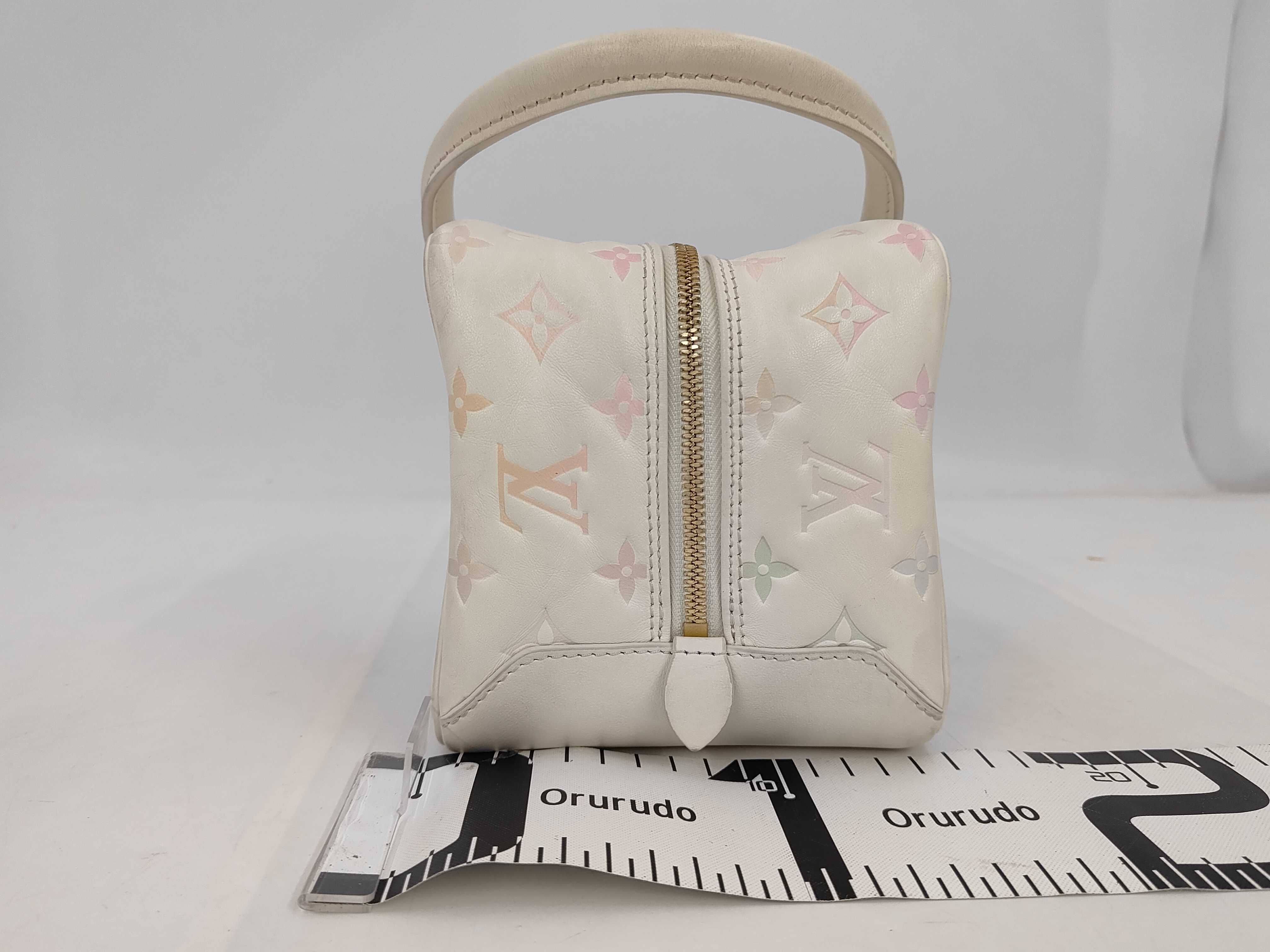 Monogram Square White x Multicolor Embossed Monogram Calfskin Gold Chain Dice Bag Chip Shoulder Bag — view 2