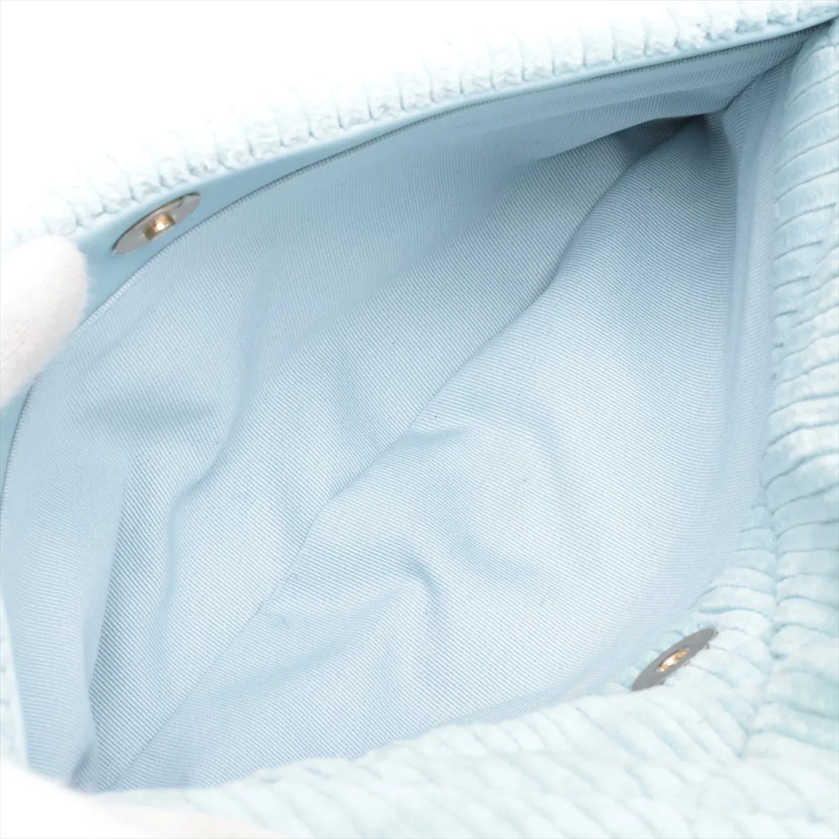 19 Large Corduroy x Leather Chain Shoulder Bag, Blue, Gold x Silver Hardware, TGLT9T0L, Random Plate, AS1161 — view 10