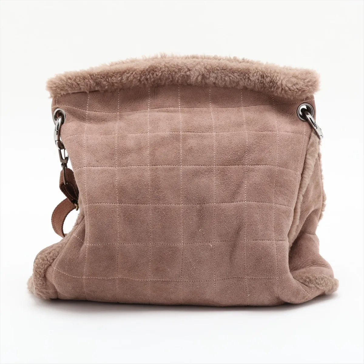 Chocolate Bar Mouton Chain Tote Bag, Brown, Silver Hardware, 10467873 (Serial Number in the 10s), Aftermarket Handles. — view 2