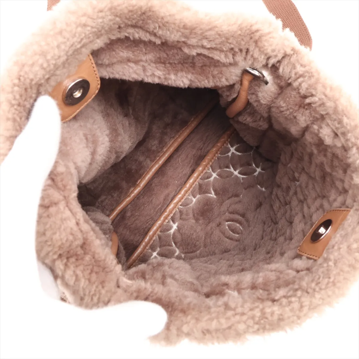 Chocolate Bar Mouton Chain Tote Bag, Brown, Silver Hardware, 10467873 (Serial Number in the 10s), Aftermarket Handles. — view 6