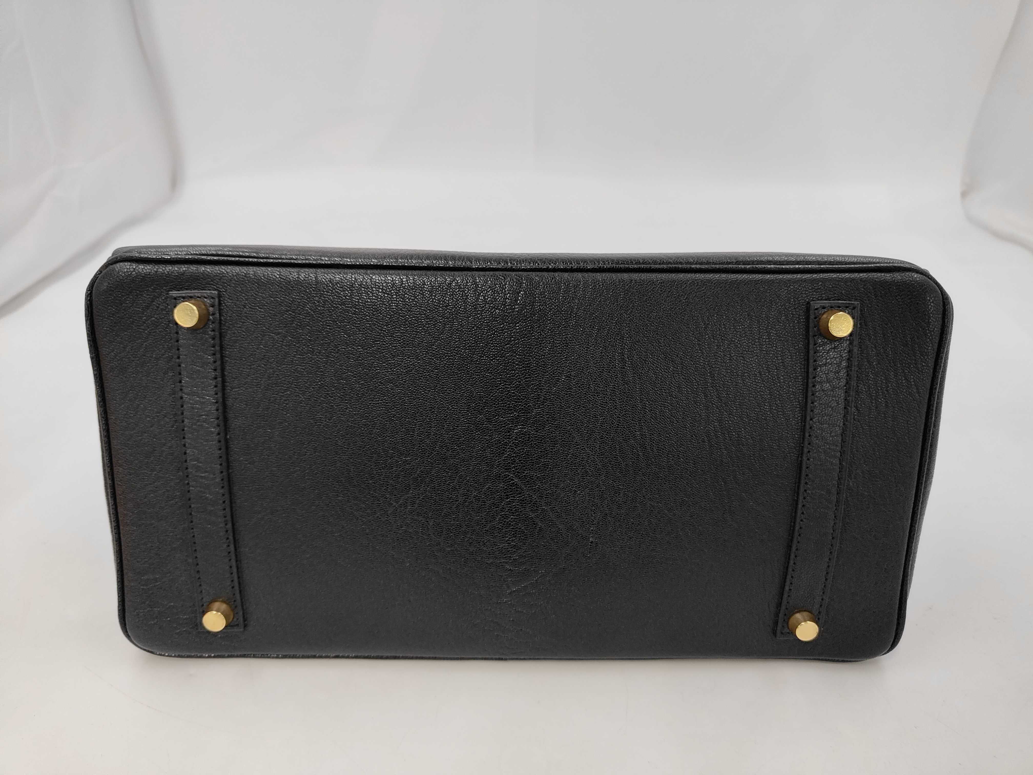 Birkin 35 Chevre Leather, Black, Gold Hardware, F Handbag — view 6