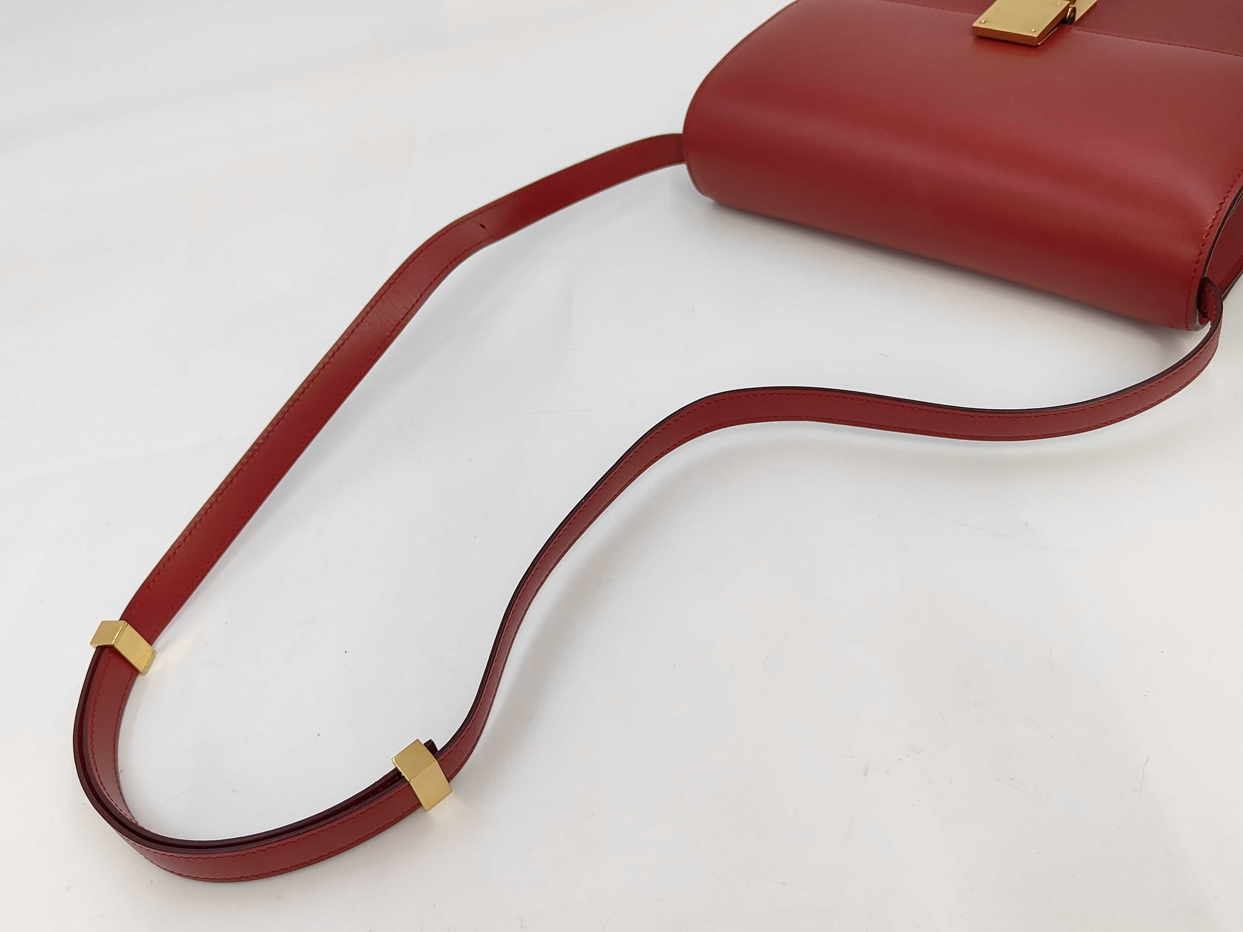 Classic Box Medium Leather Shoulder Bag, Red — view 3