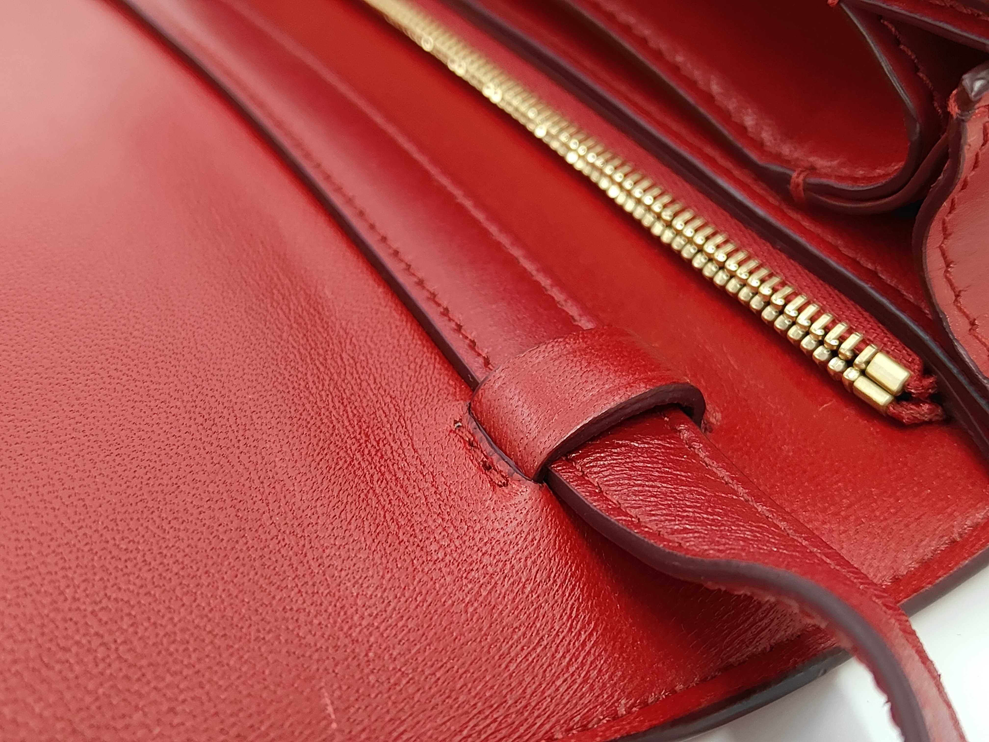 Classic Box Medium Leather Shoulder Bag, Red — view 5
