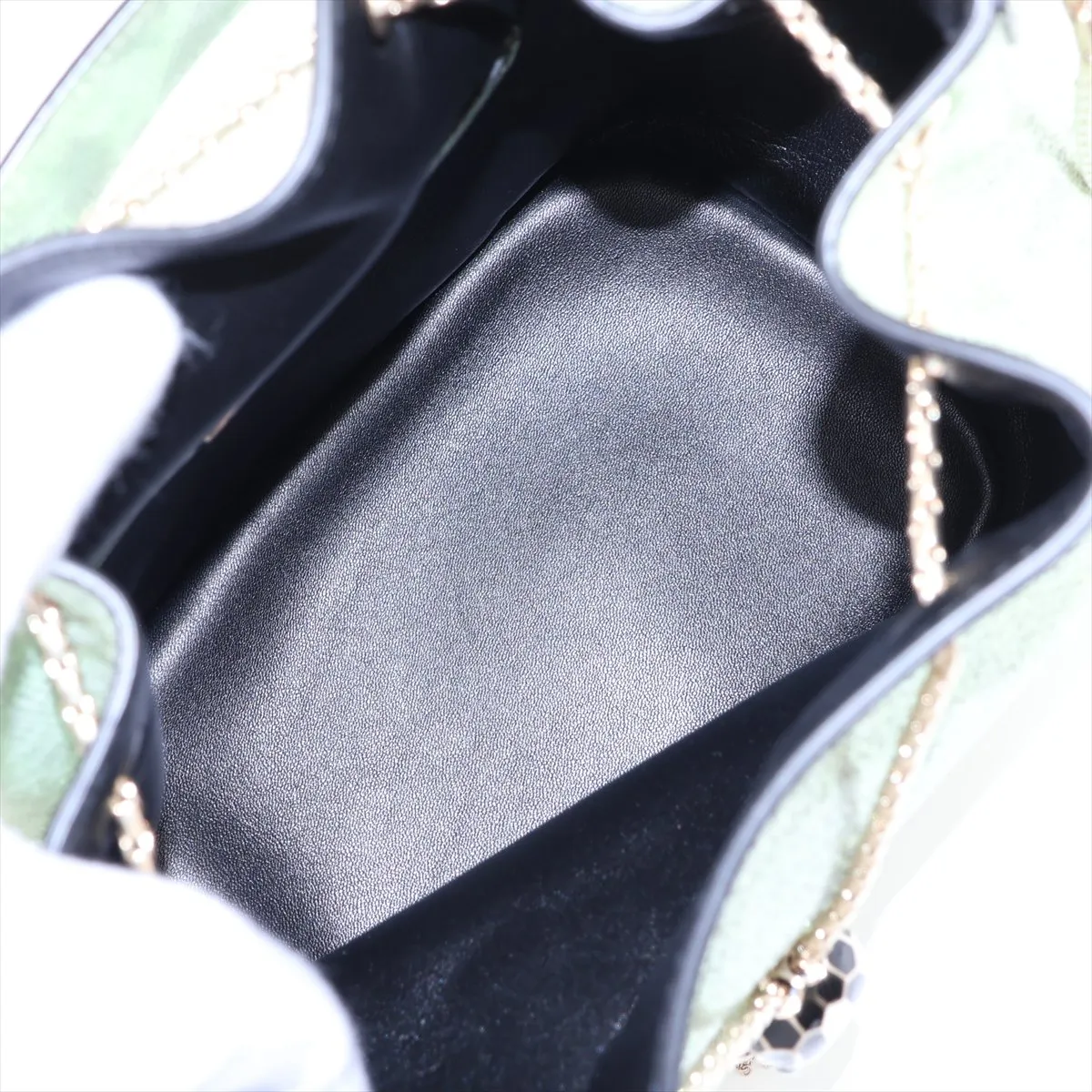 Serpenti Bucket Leather 2-Way Shoulder Bag, Green — view 6