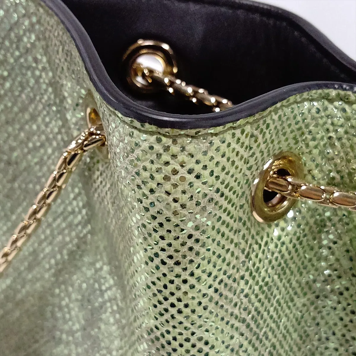 Serpenti Bucket Leather 2-Way Shoulder Bag, Green — view 10