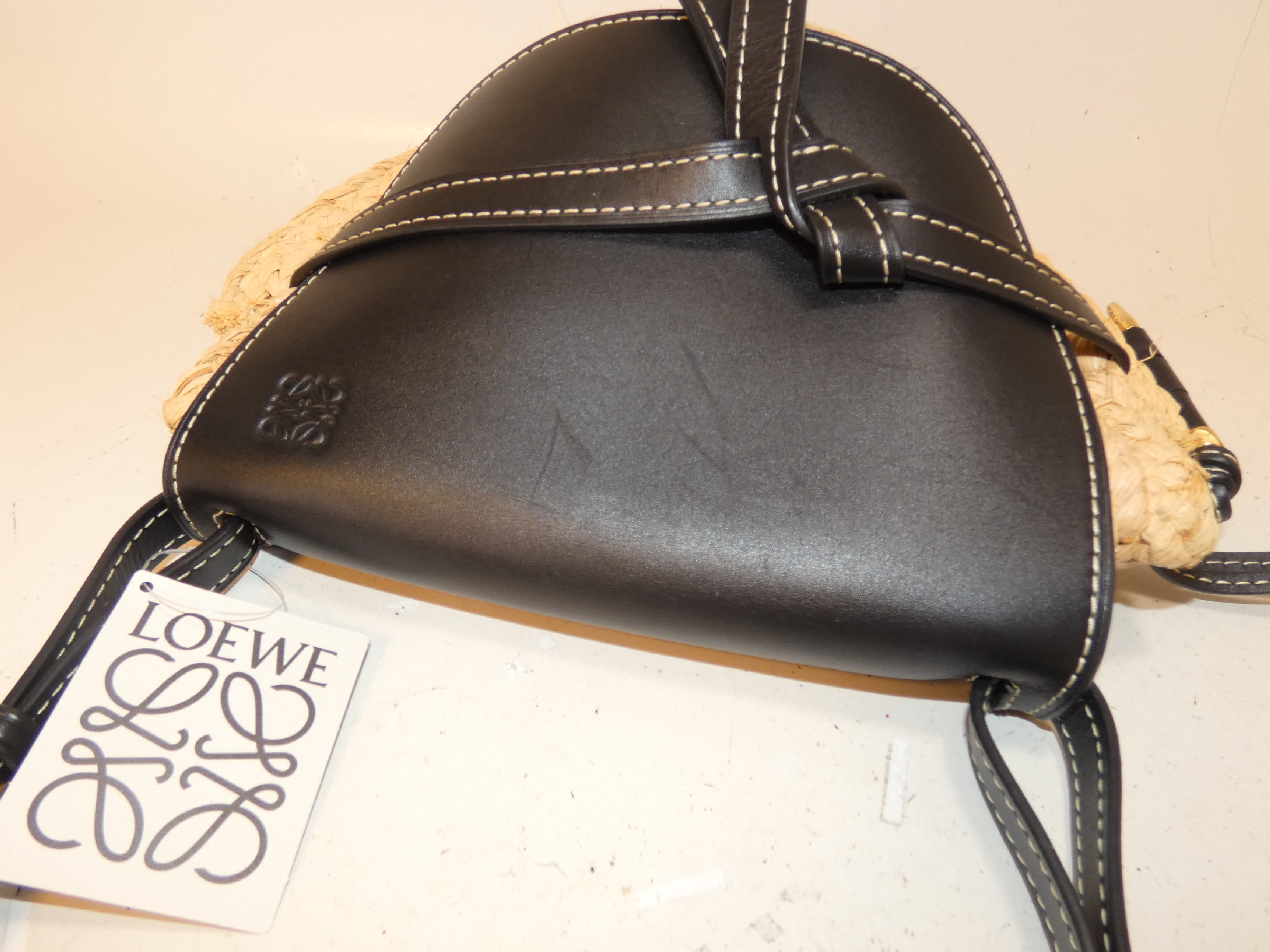 Gate Bag Raffia Black Leather Shoulder Bag — view 3