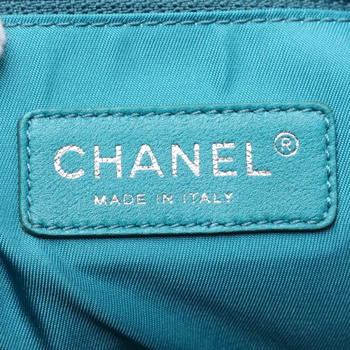 Matelassé Nylon Chain Tote Bag, Graffiti Blue, Silver Hardware, 14153907, Serial Number 14 — view 13