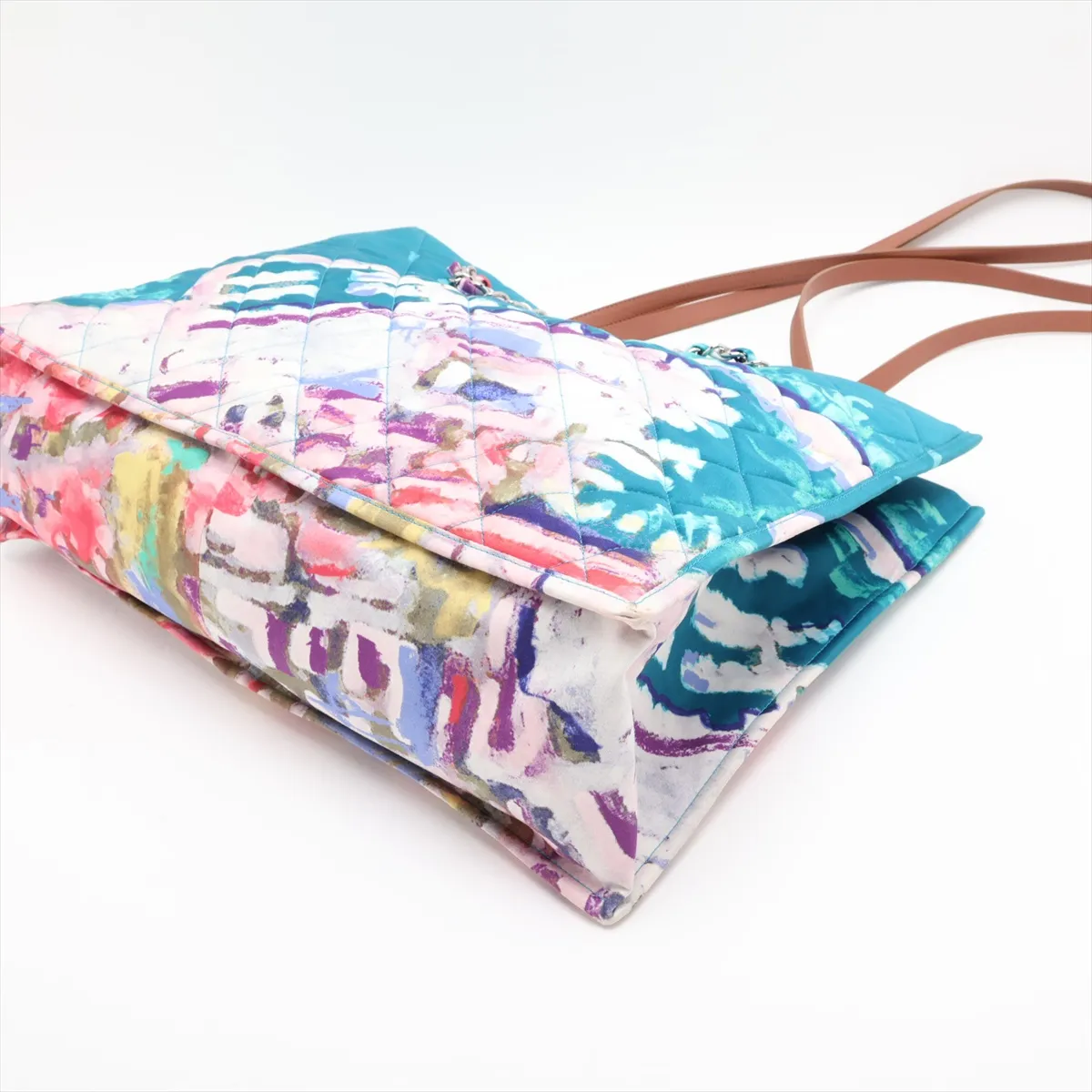 Matelassé Nylon Chain Tote Bag, Graffiti Blue, Silver Hardware, 14153907, Serial Number 14 — view 3