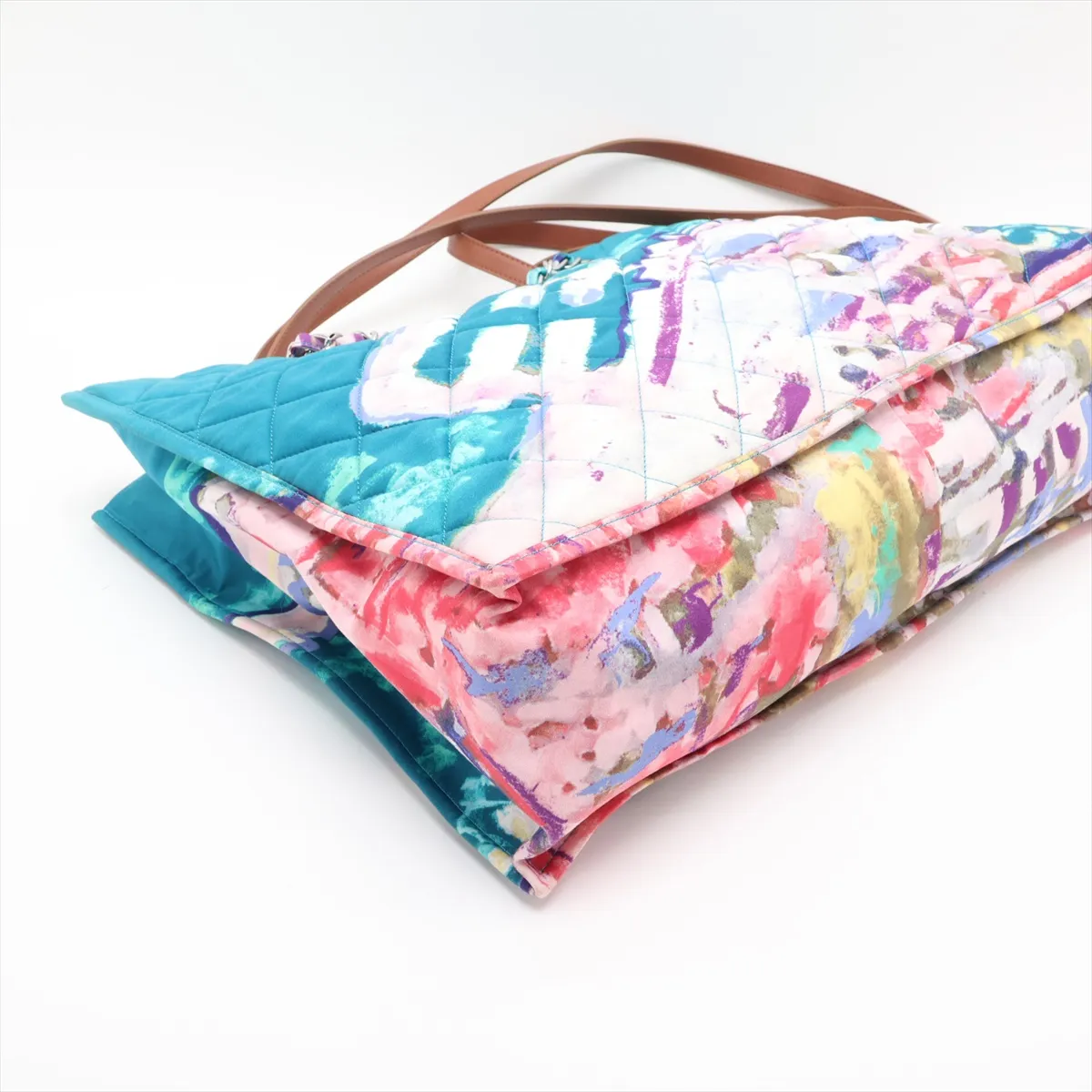 Matelassé Nylon Chain Tote Bag, Graffiti Blue, Silver Hardware, 14153907, Serial Number 14 — view 4