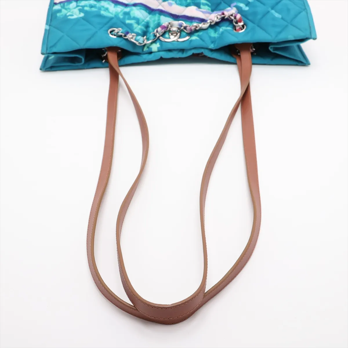 Matelassé Nylon Chain Tote Bag, Graffiti Blue, Silver Hardware, 14153907, Serial Number 14 — view 5