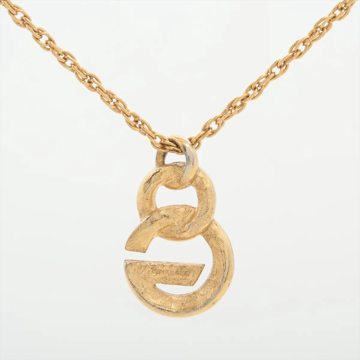 G logo necklace, GP gold. Shows signs of wear, — view 2