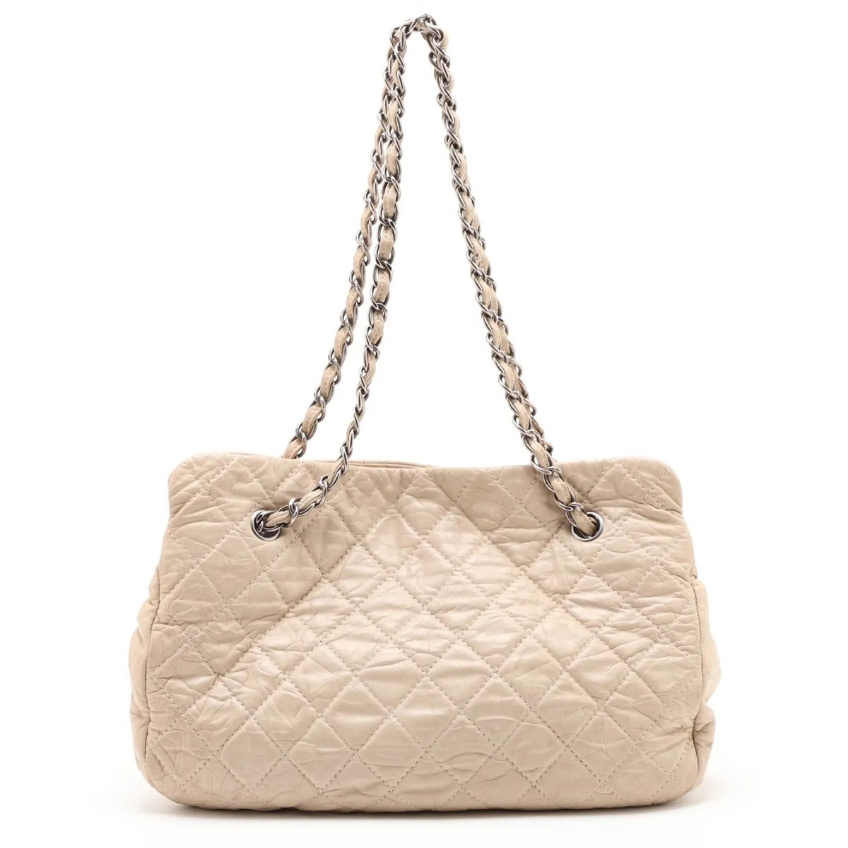 Wild Stitch Leather Chain Tote Bag, Beige, Gunmetal Hardware, Item No. 13367210 (Serial No. 13) — view 2