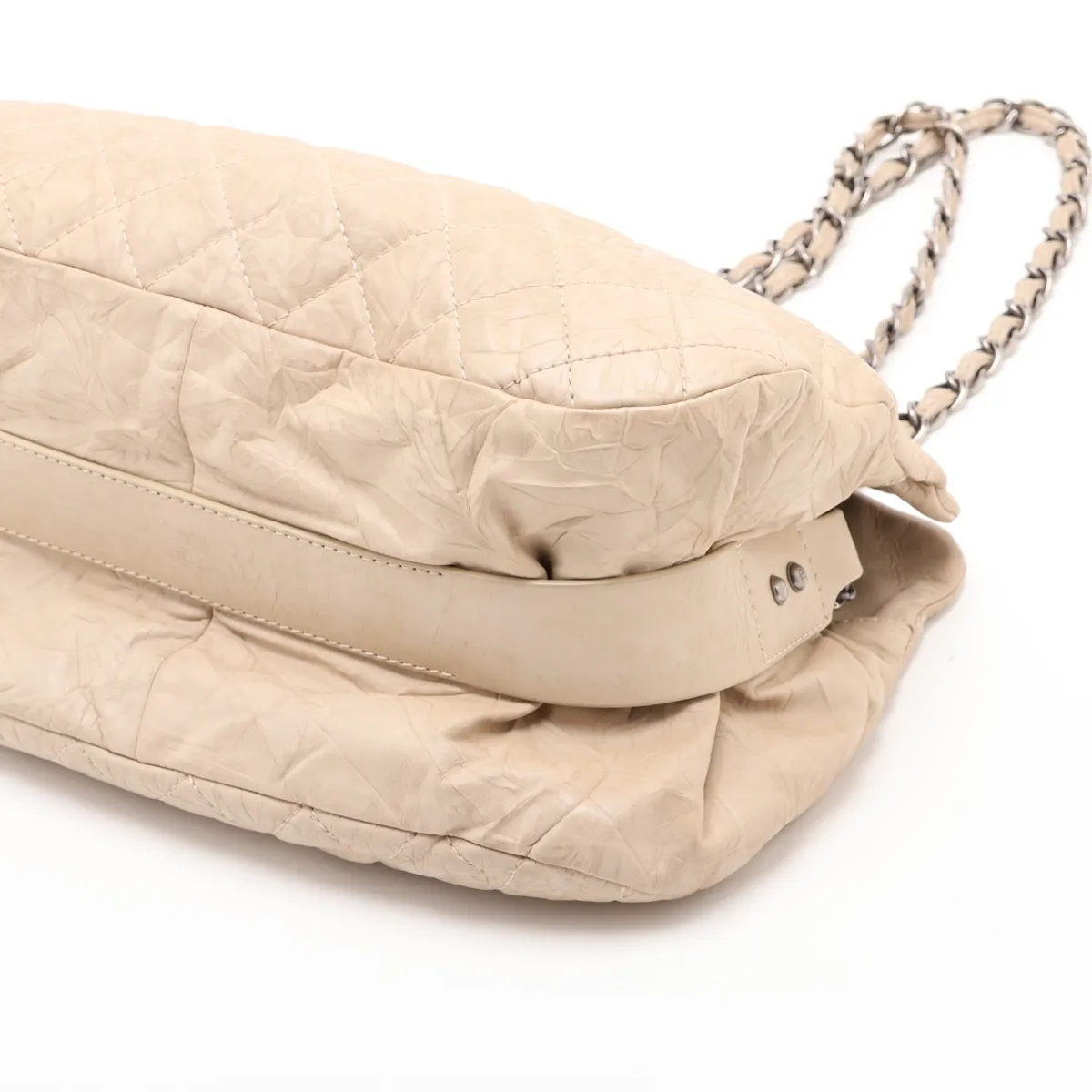 Wild Stitch Leather Chain Tote Bag, Beige, Gunmetal Hardware, Item No. 13367210 (Serial No. 13) — view 3