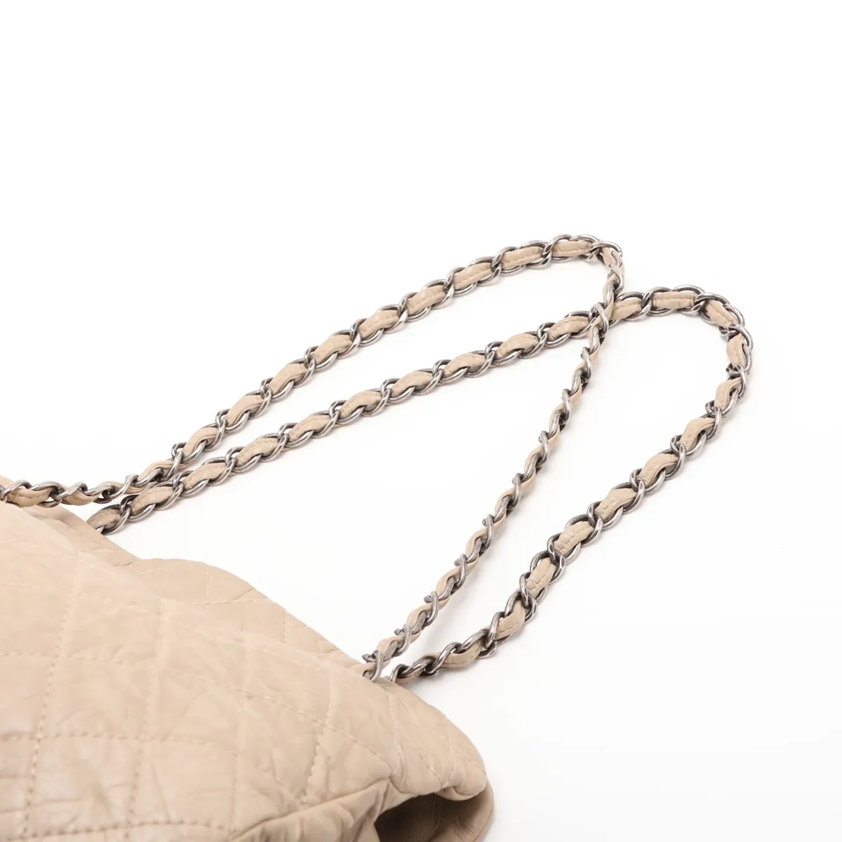 Wild Stitch Leather Chain Tote Bag, Beige, Gunmetal Hardware, Item No. 13367210 (Serial No. 13) — view 5