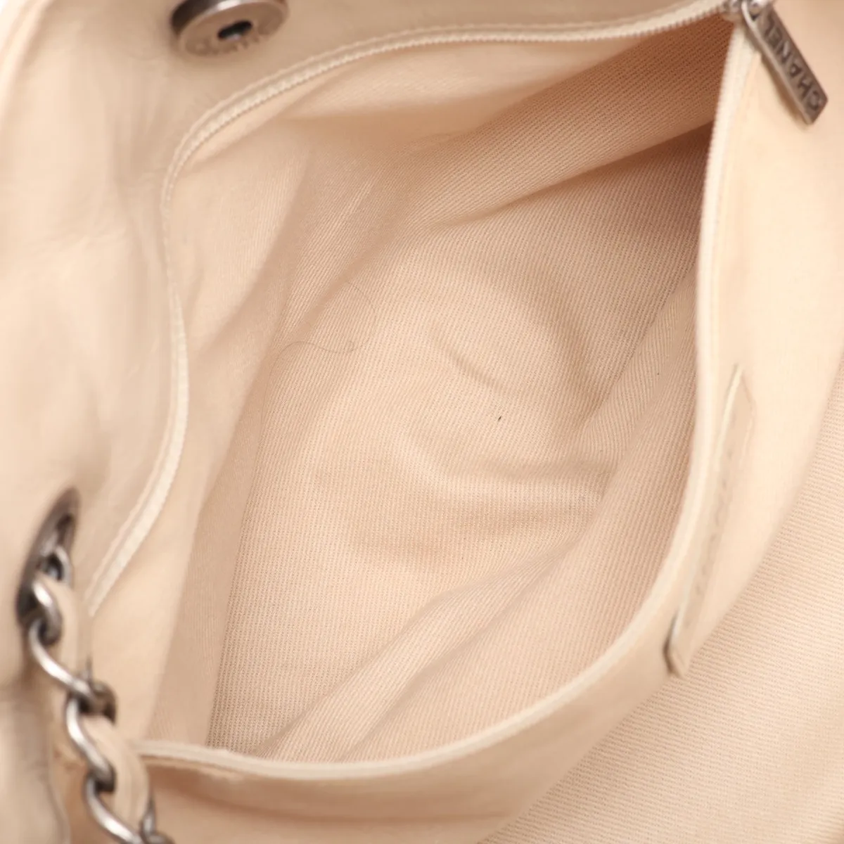 Wild Stitch Leather Chain Tote Bag, Beige, Gunmetal Hardware, Item No. 13367210 (Serial No. 13) — view 7