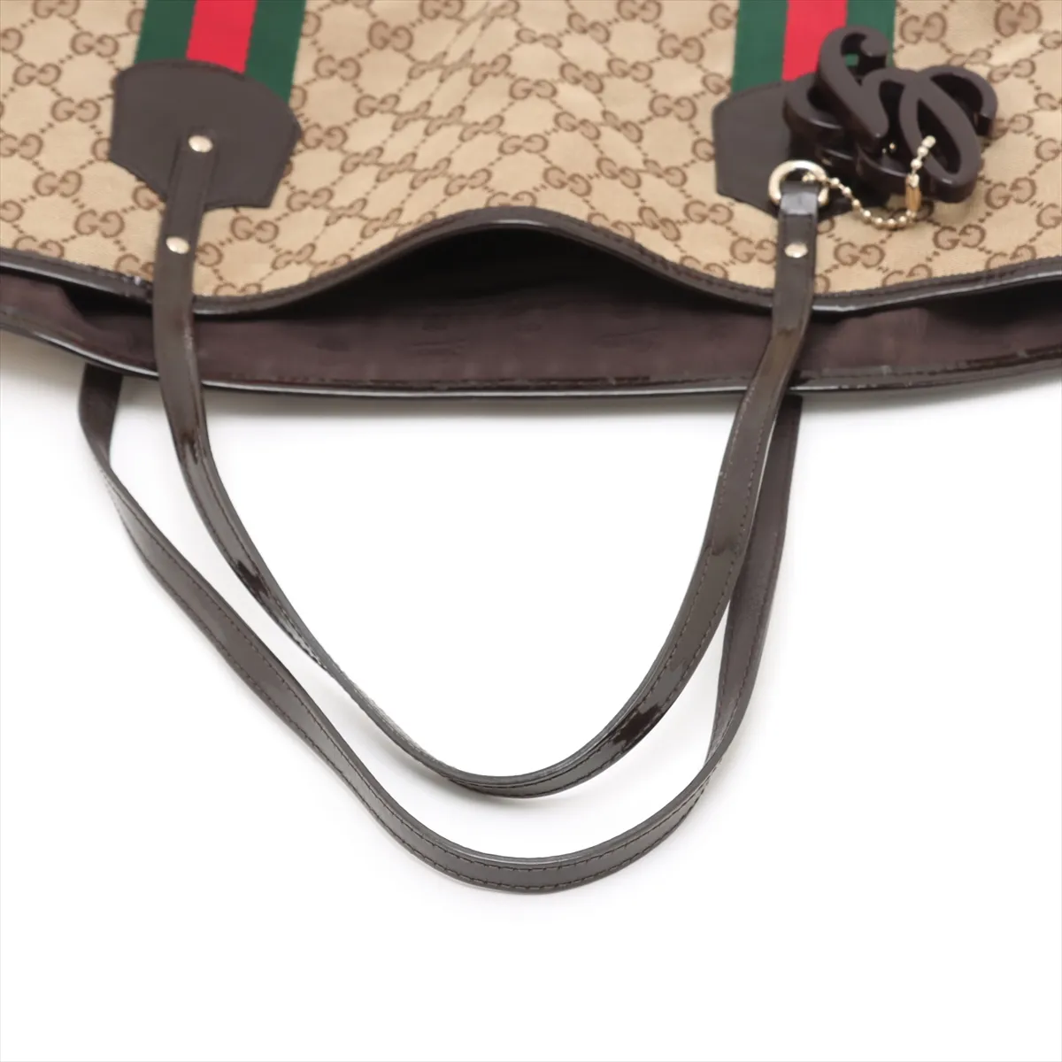 GG Canvas x Patent Leather Tote Bag Beige x Brown 211970 — view 5