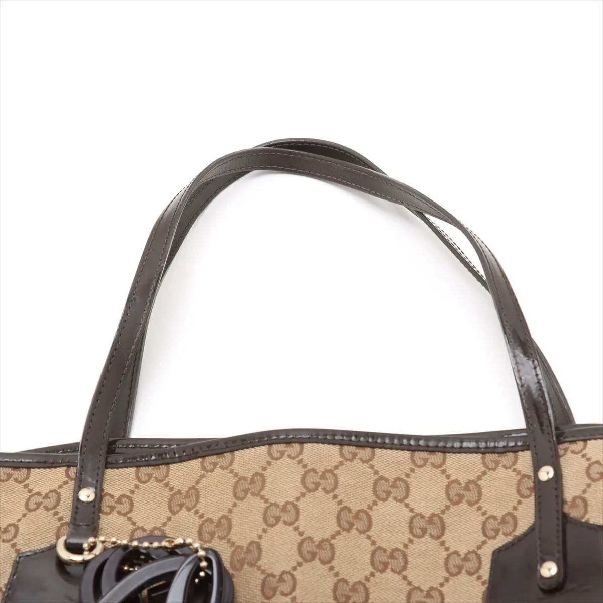GG Canvas x Patent Leather Tote Bag Beige x Brown 211970 — view 6