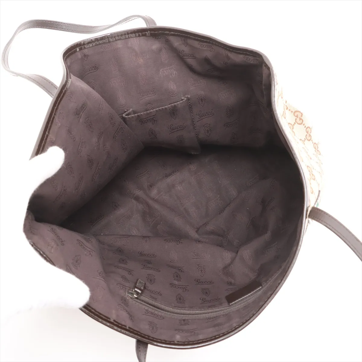 GG Canvas x Patent Leather Tote Bag Beige x Brown 211970 — view 7