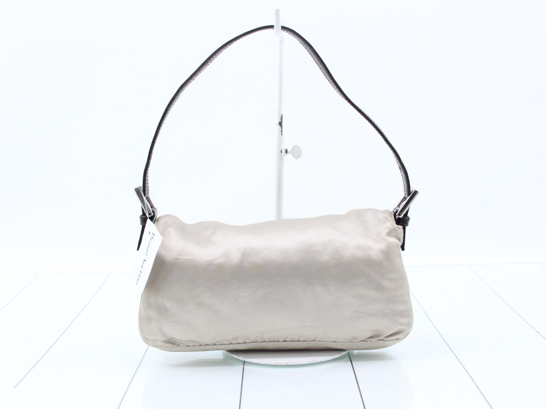 Mamma Bucket Satin x Leather Shoulder Bag, Beige, Rhinestone — view 2