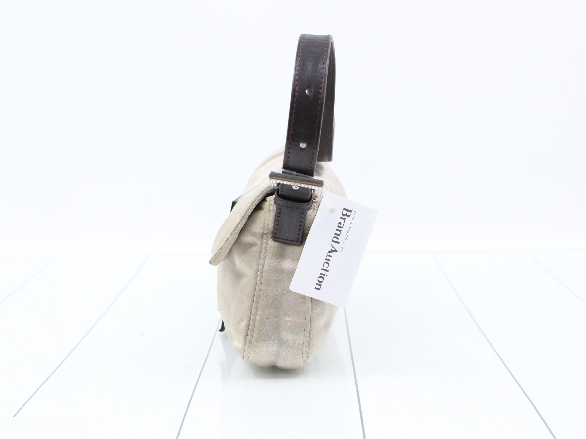 Mamma Bucket Satin x Leather Shoulder Bag, Beige, Rhinestone — view 3