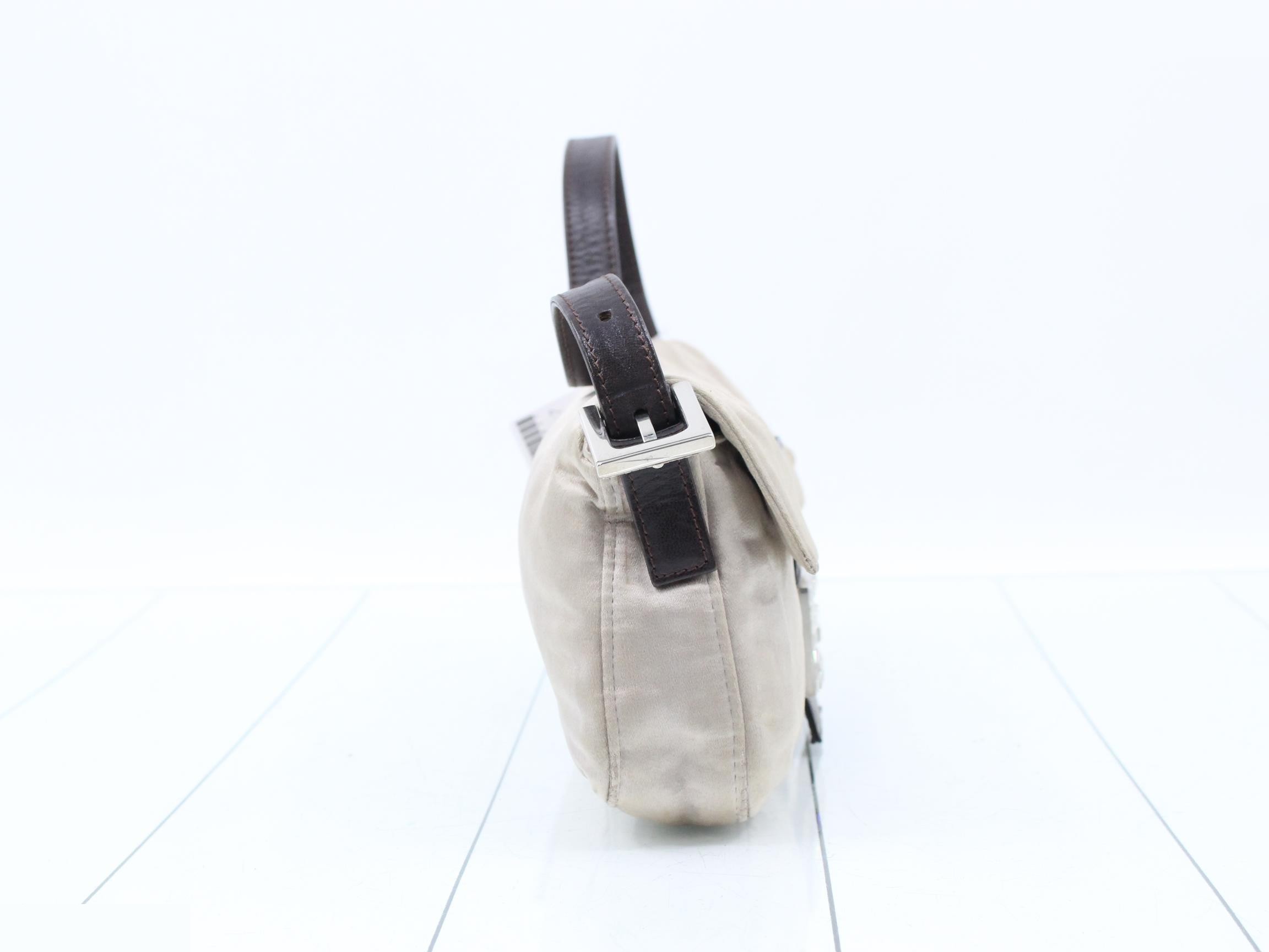Mamma Bucket Satin x Leather Shoulder Bag, Beige, Rhinestone — view 4