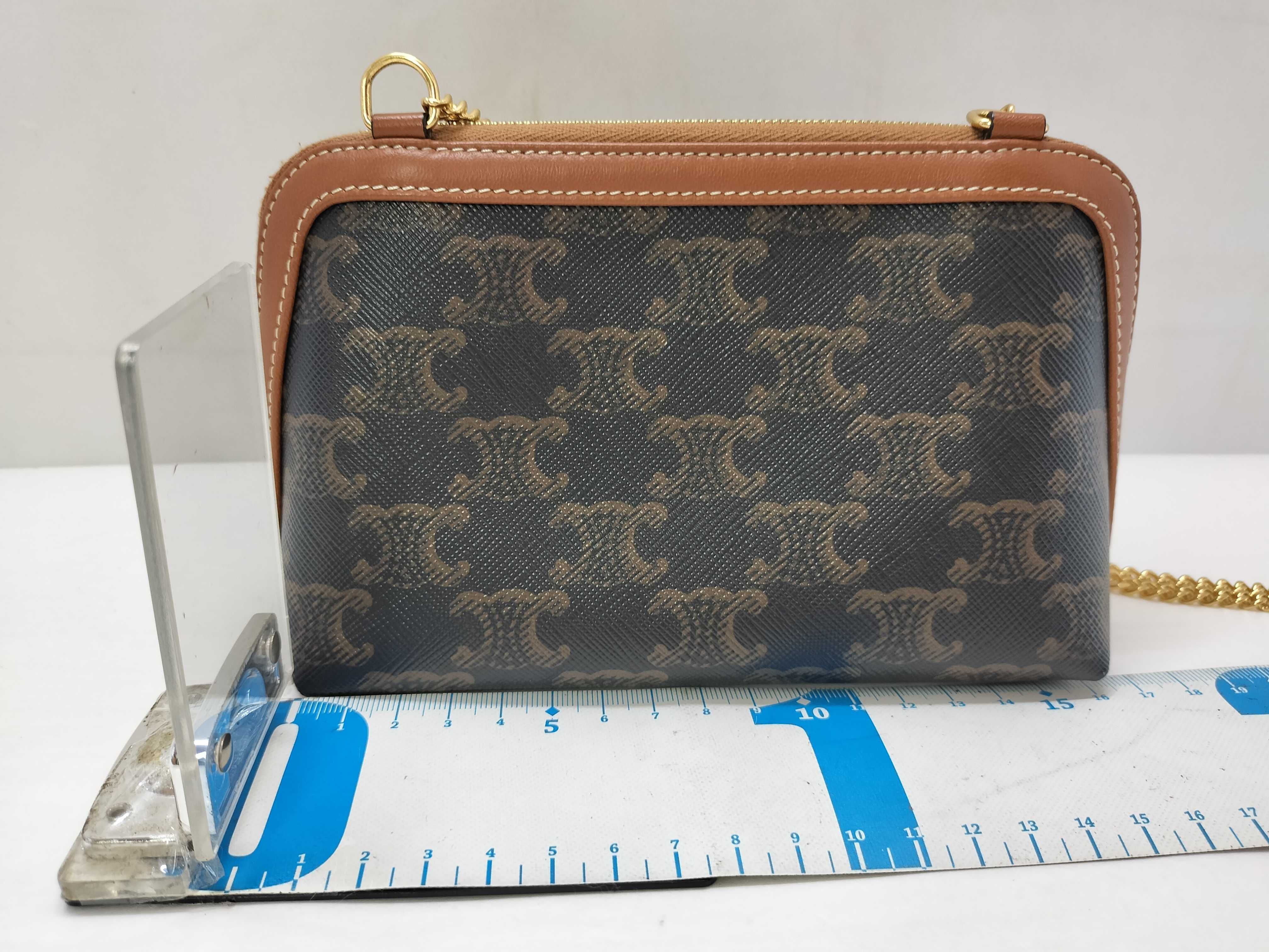 Triomphe Clutch PVC x Leather Chain Shoulder Bag Brown Shoulder Bag — view 2