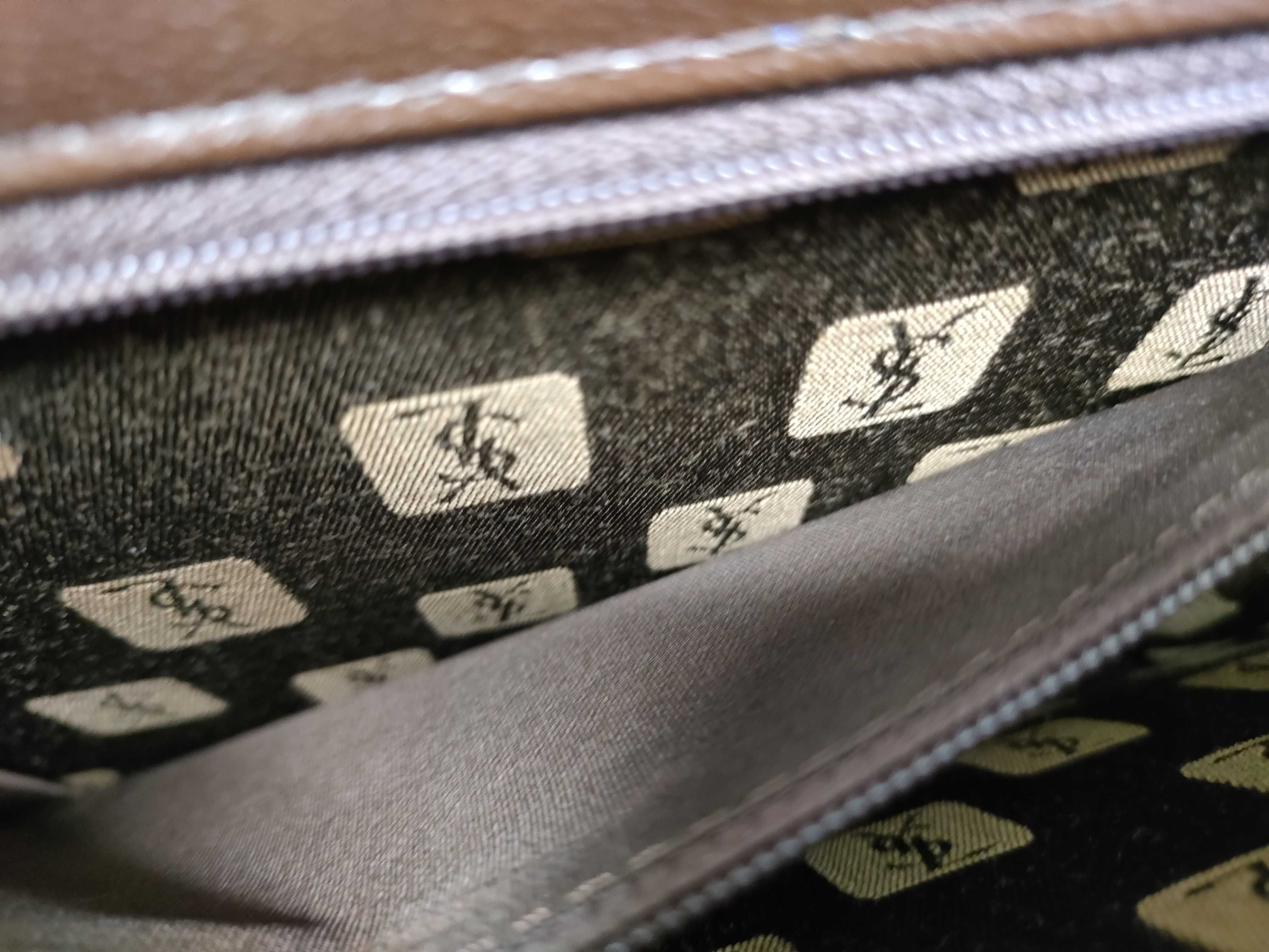shoulder bag, handbag, one-shoulder bag, lizard leather, YSL logo, brown shoulder bag — view 12