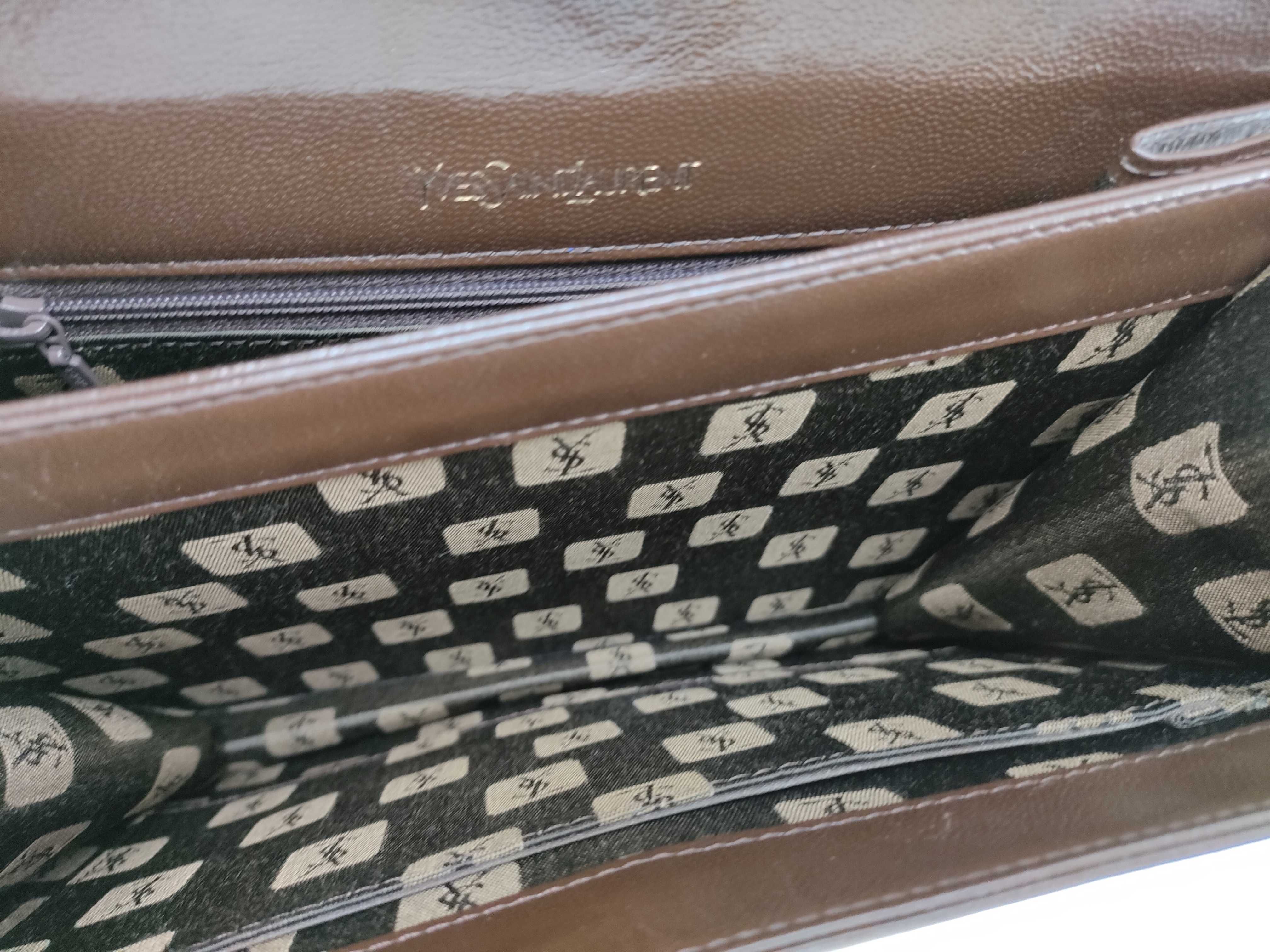 shoulder bag, handbag, one-shoulder bag, lizard leather, YSL logo, brown shoulder bag — view 10