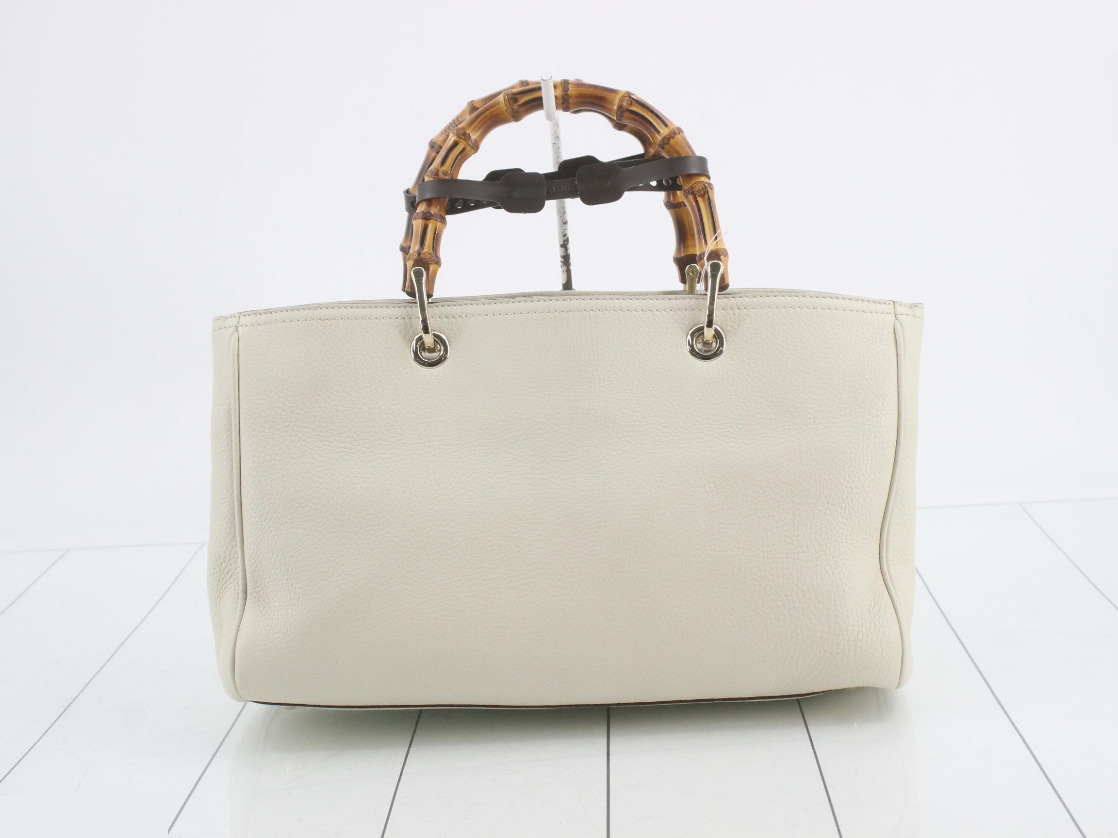 Bamboo Shopper Leather Beige Handbag — view 2