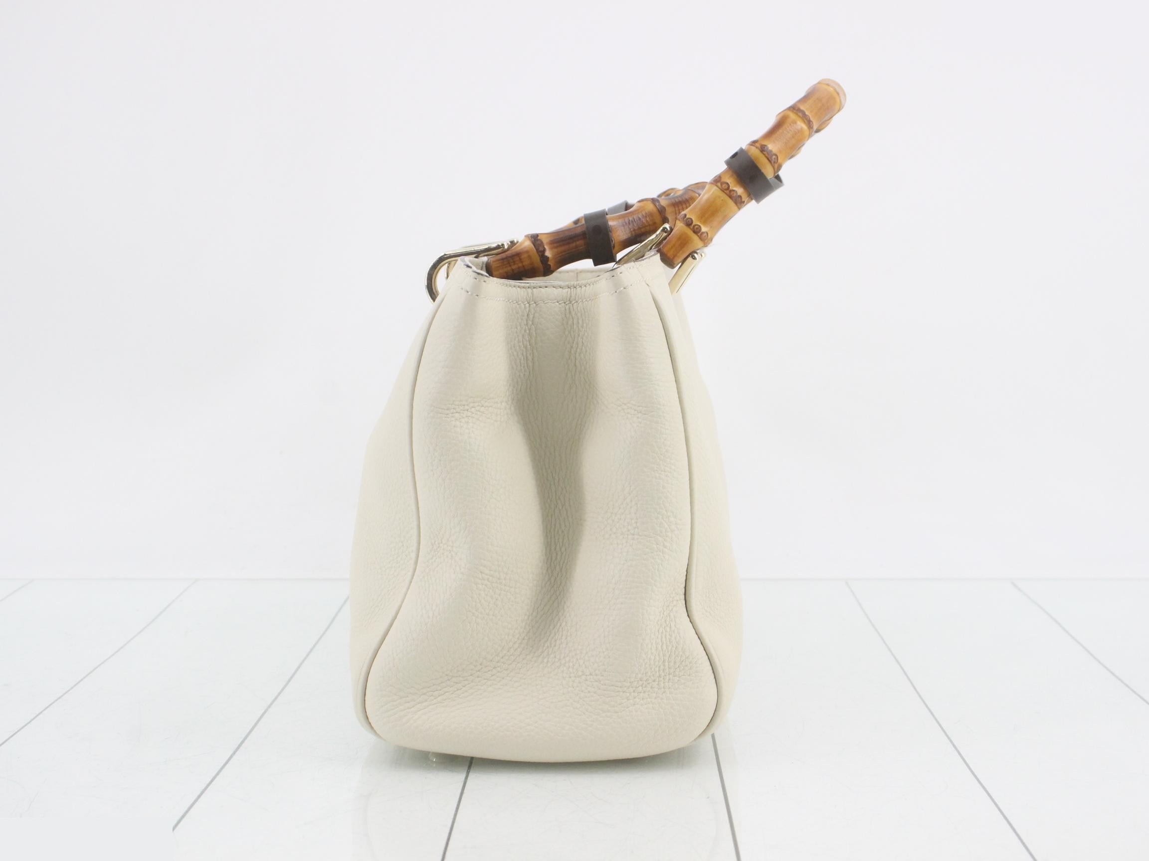 Bamboo Shopper Leather Beige Handbag — view 3