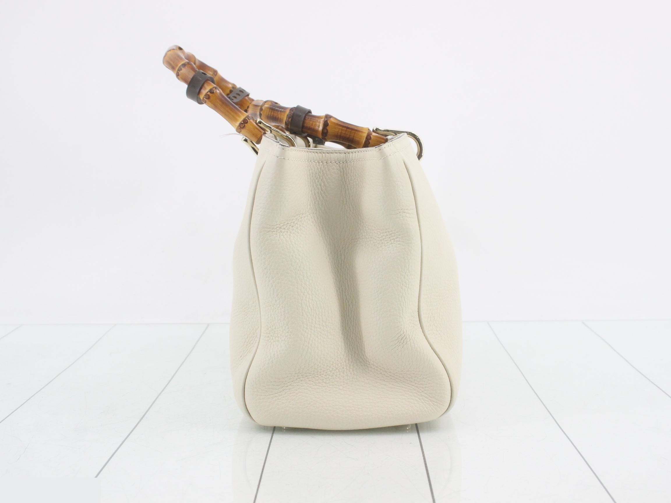 Bamboo Shopper Leather Beige Handbag — view 4