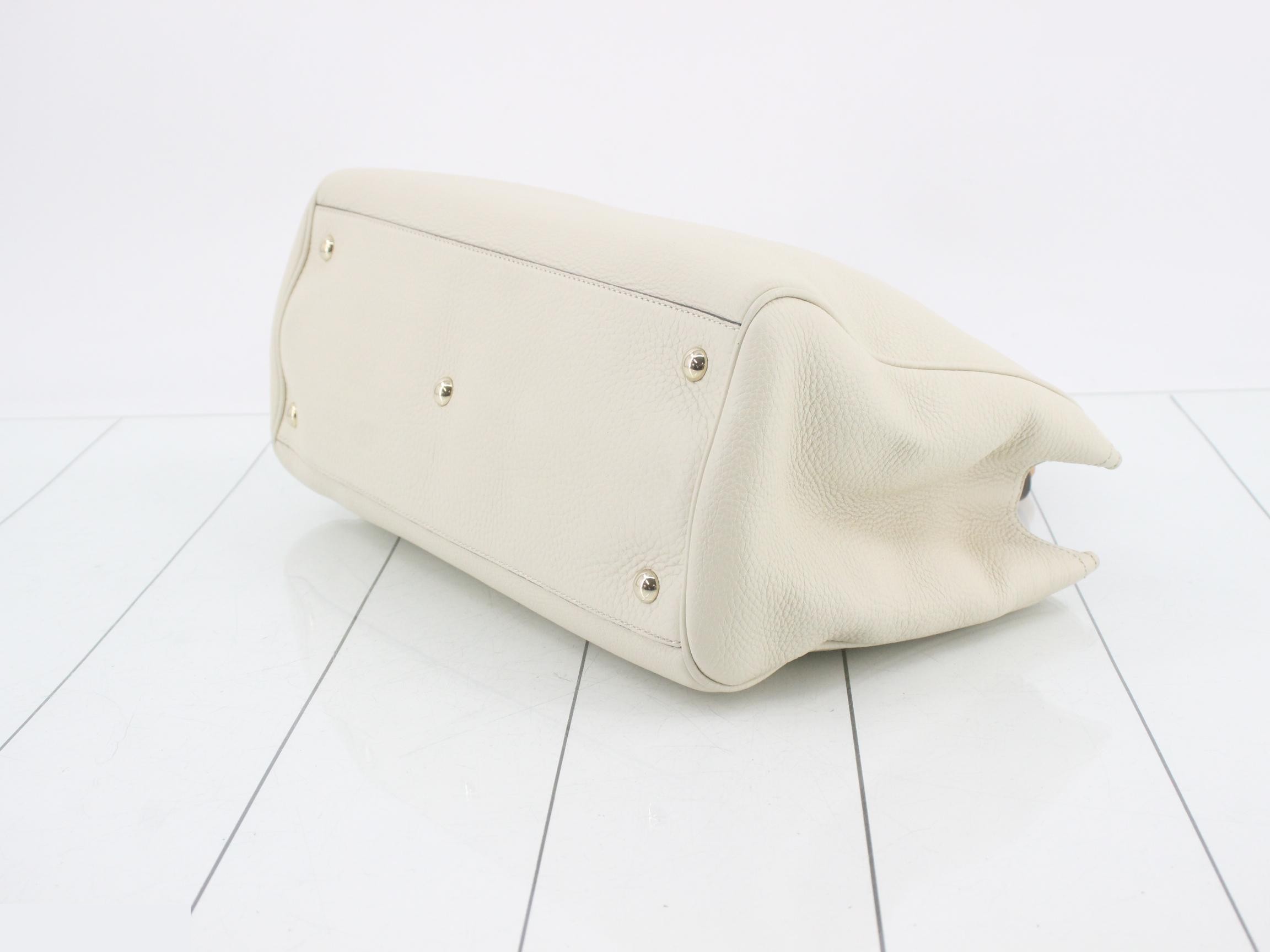 Bamboo Shopper Leather Beige Handbag — view 6