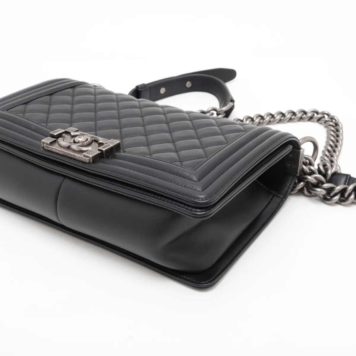 Boy Chanel 25 Lambskin Chain Shoulder Bag, Black with Gunmetal Hardware, GG304X92, Random Plate, A67086 — view 3