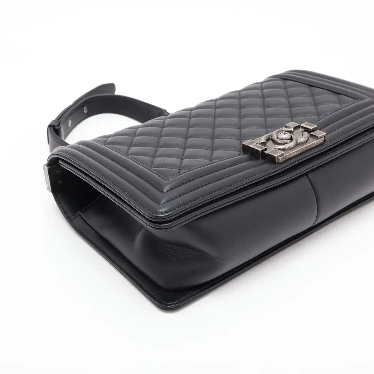 Boy Chanel 25 Lambskin Chain Shoulder Bag, Black with Gunmetal Hardware, GG304X92, Random Plate, A67086 — view 4