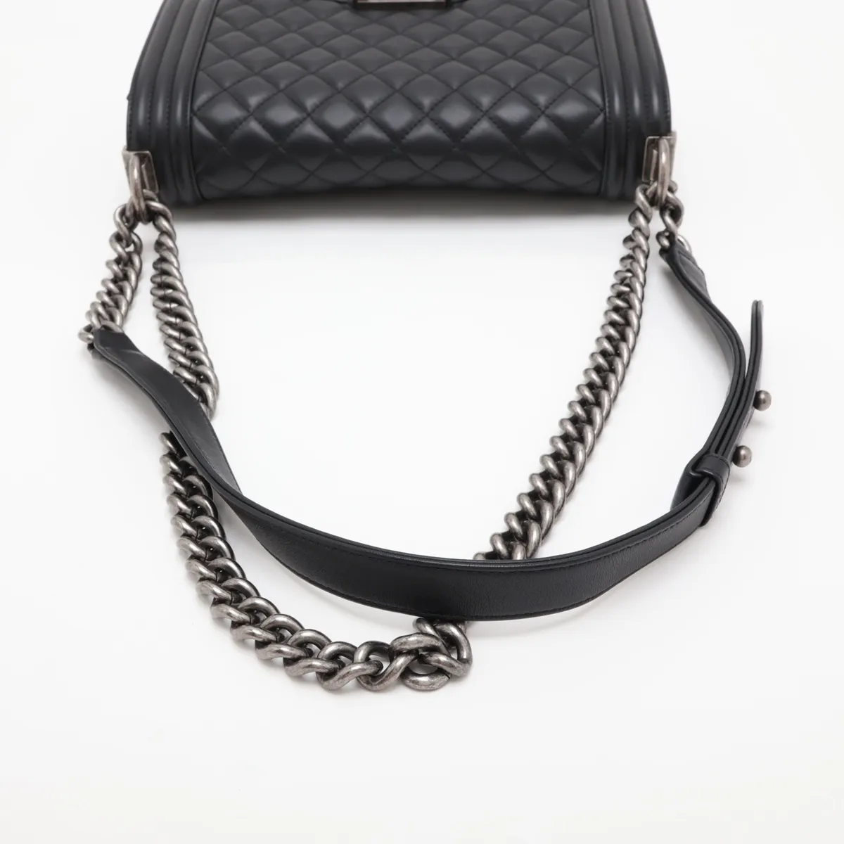 Boy Chanel 25 Lambskin Chain Shoulder Bag, Black with Gunmetal Hardware, GG304X92, Random Plate, A67086 — view 5