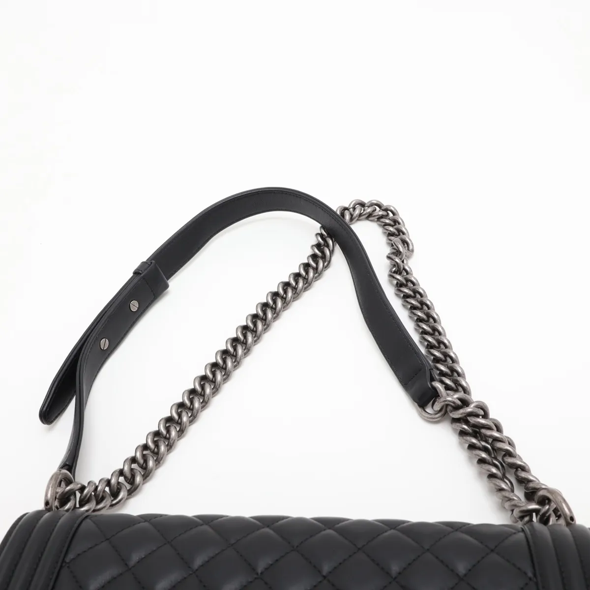 Boy Chanel 25 Lambskin Chain Shoulder Bag, Black with Gunmetal Hardware, GG304X92, Random Plate, A67086 — view 6