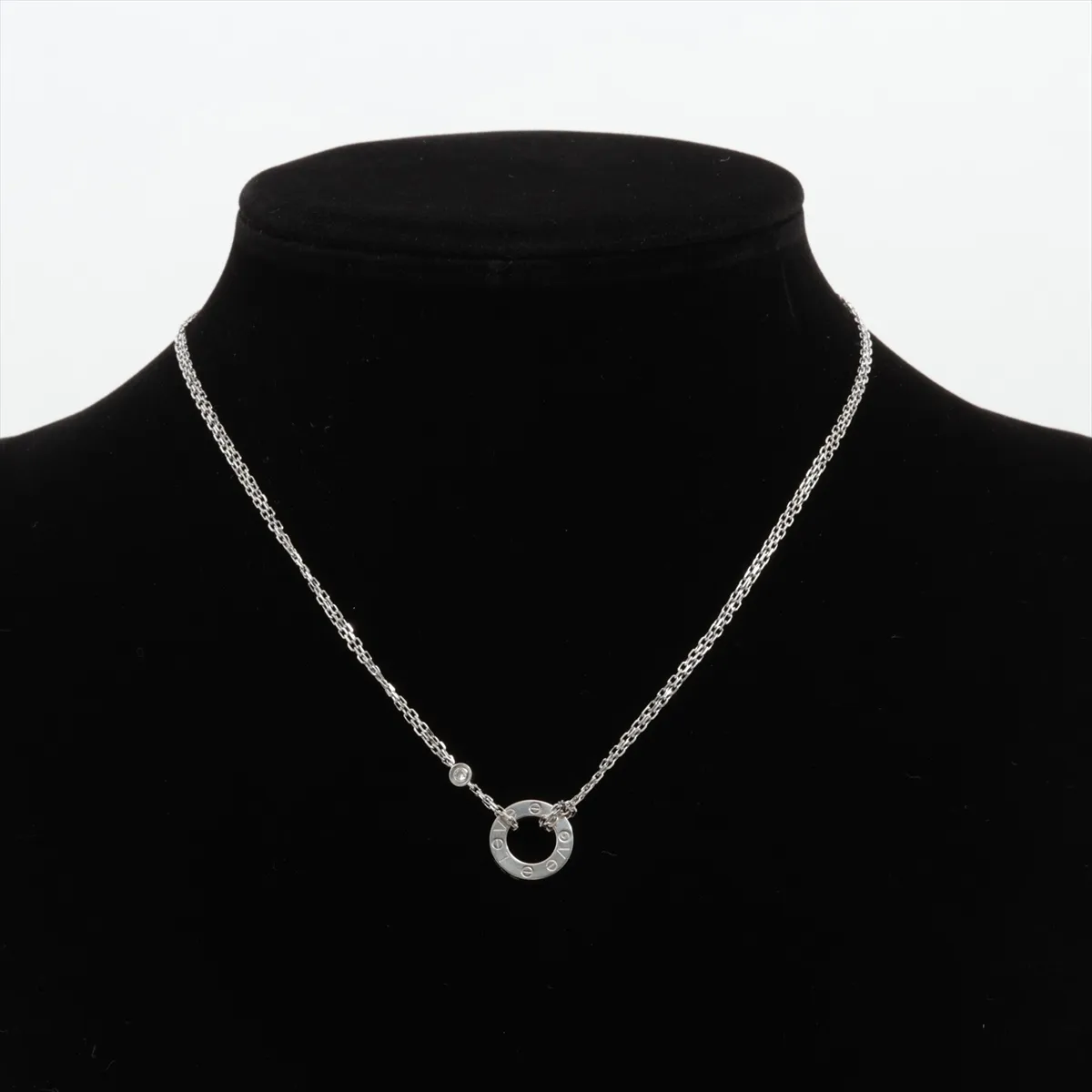 Love Circle 2-Diamond Necklace, 750 (WG), 6.8g, DIB848 — view 5