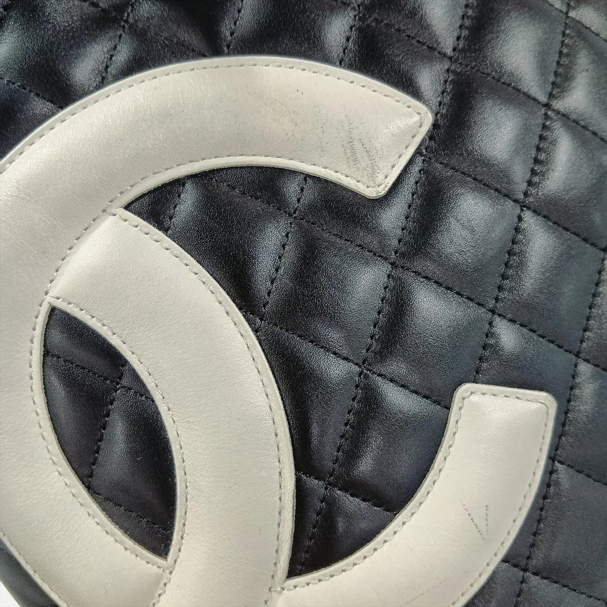 Cambon Line Lambskin Handbag, Black x White, Gold Hardware, 9819792, Serial Number 9 — view 12