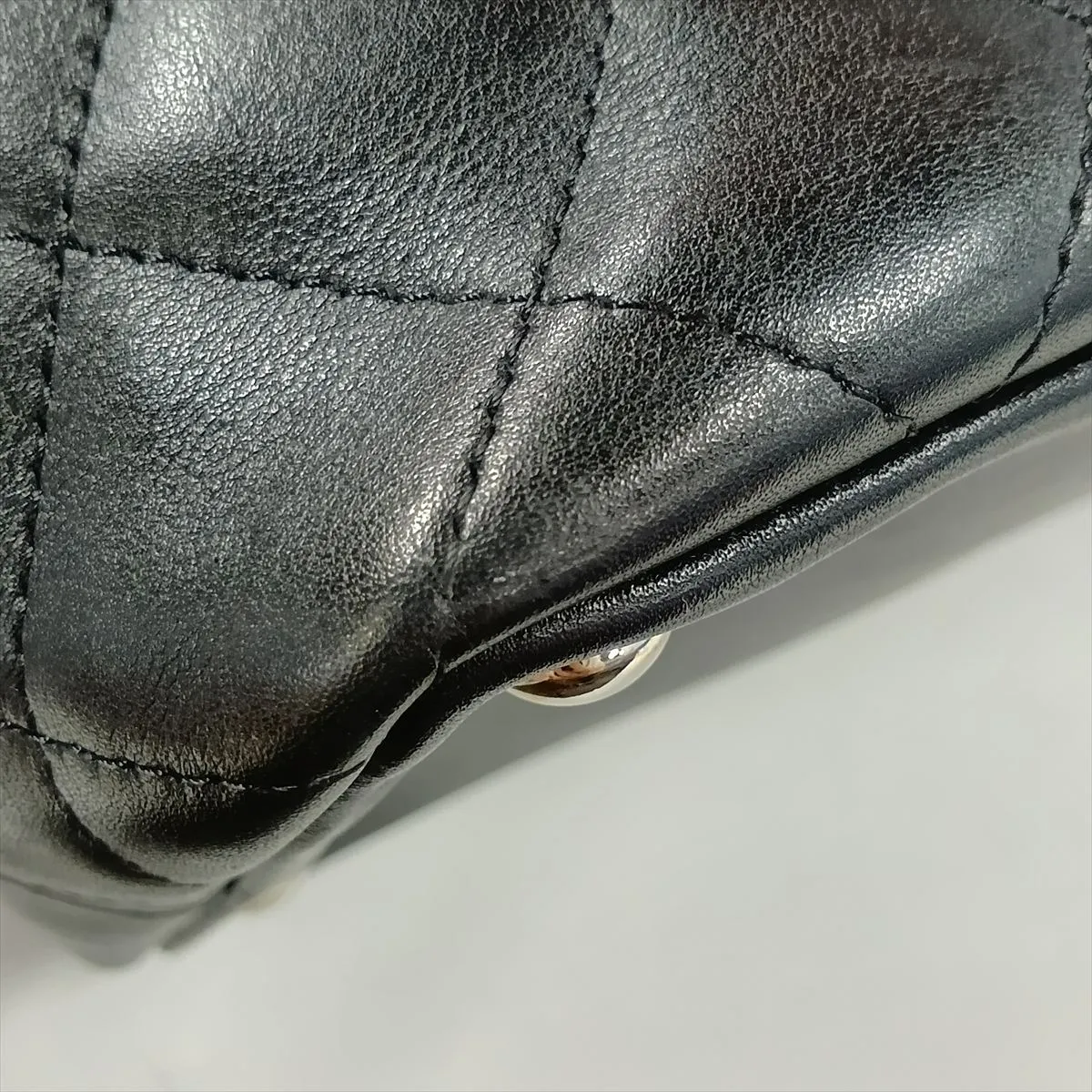 Cambon Line Lambskin Handbag, Black x White, Gold Hardware, 9819792, Serial Number 9 — view 13
