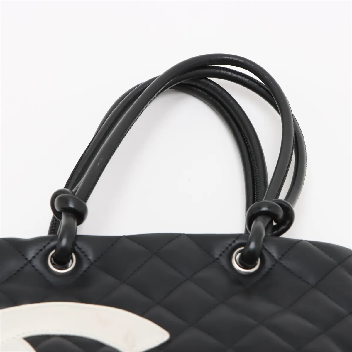Cambon Line Lambskin Handbag, Black x White, Gold Hardware, 9819792, Serial Number 9 — view 6