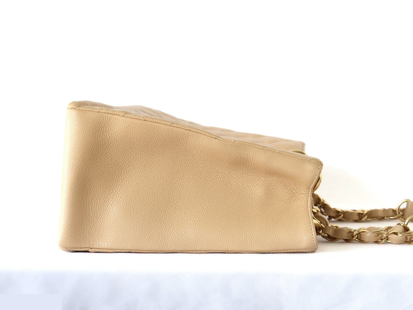 Caviar Skin GST Chain Tote Bag, Beige — view 5