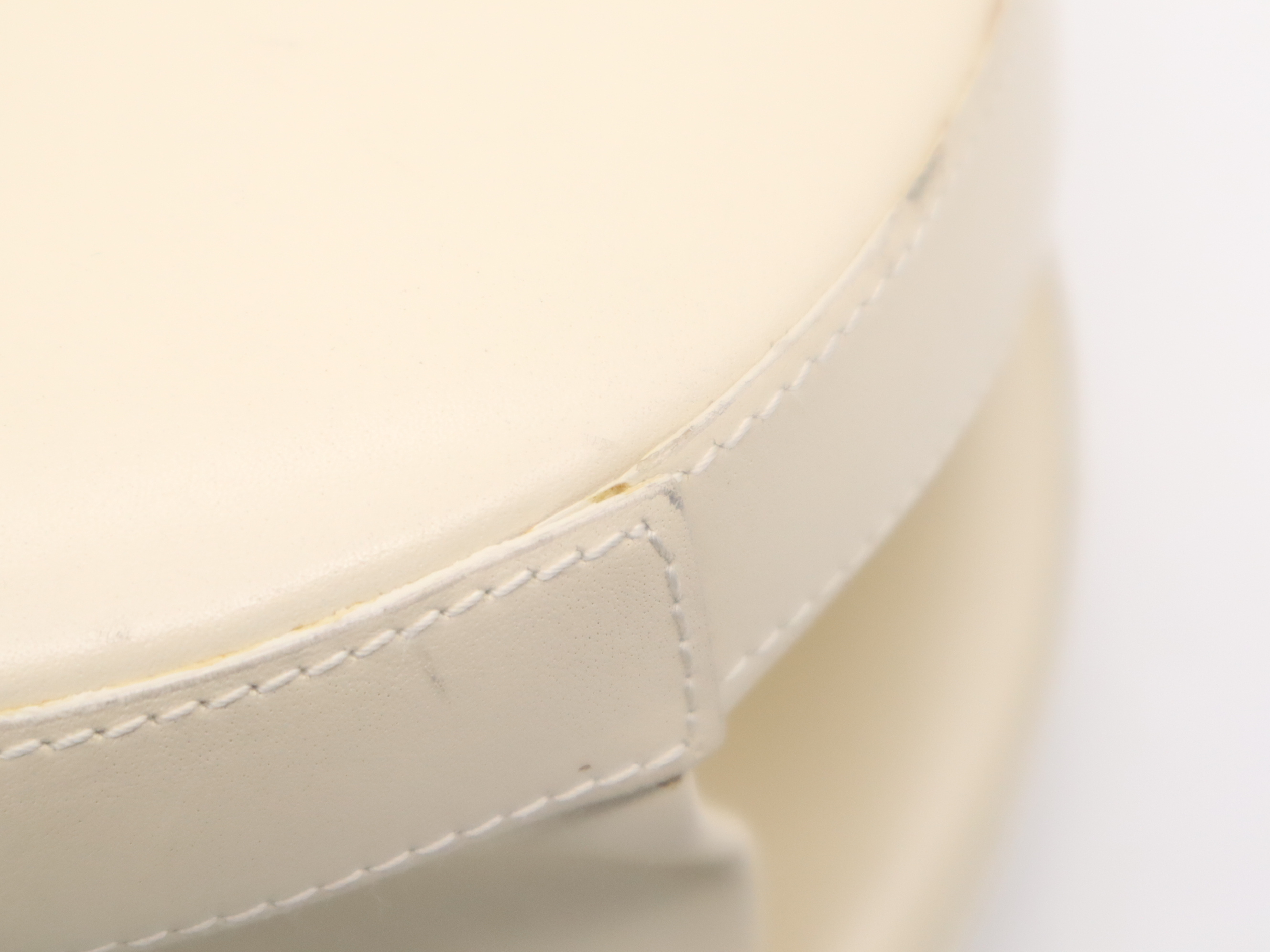 Leather Anagram Round Handbag, Ivory — view 11