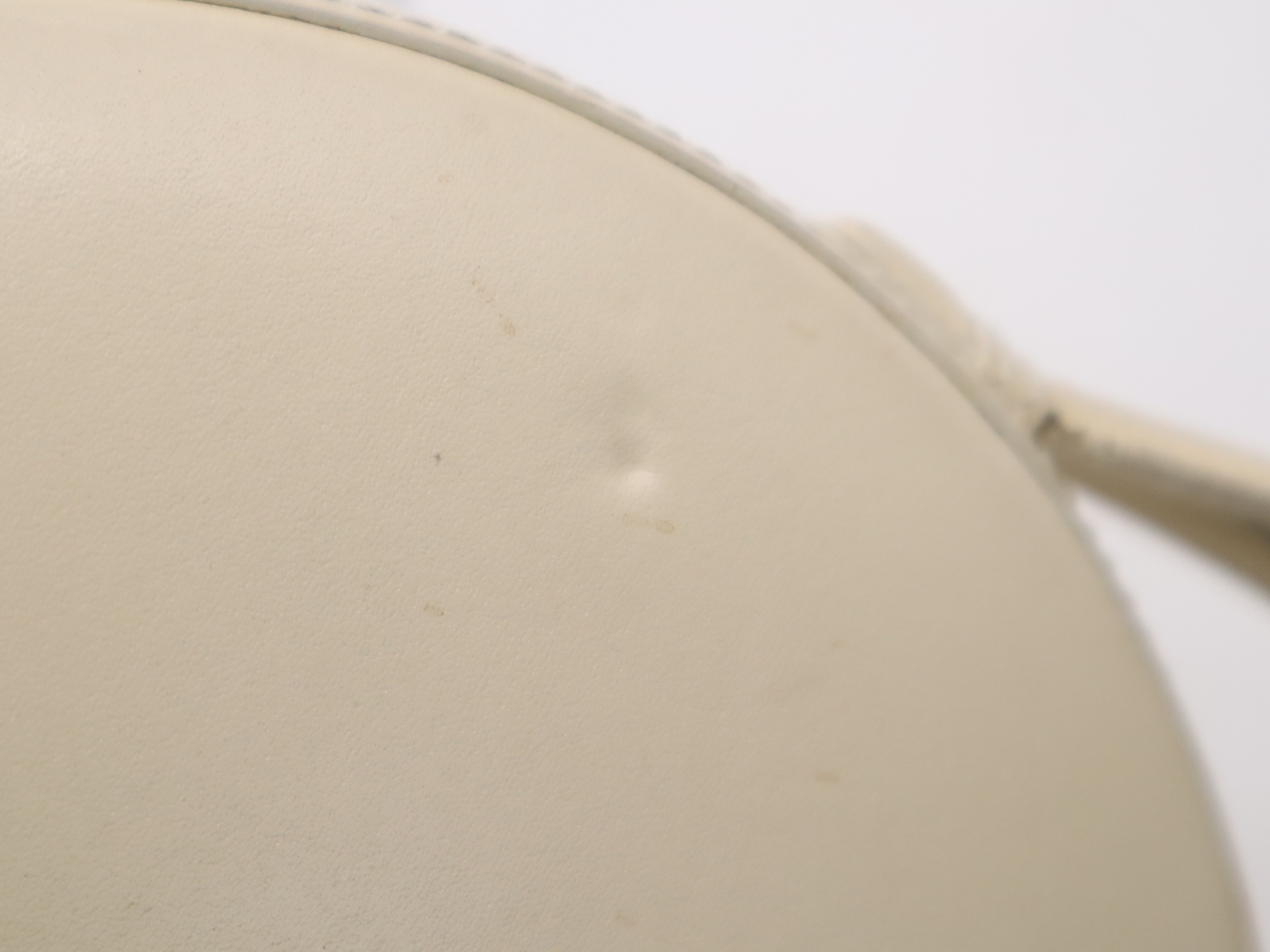 Leather Anagram Round Handbag, Ivory — view 14