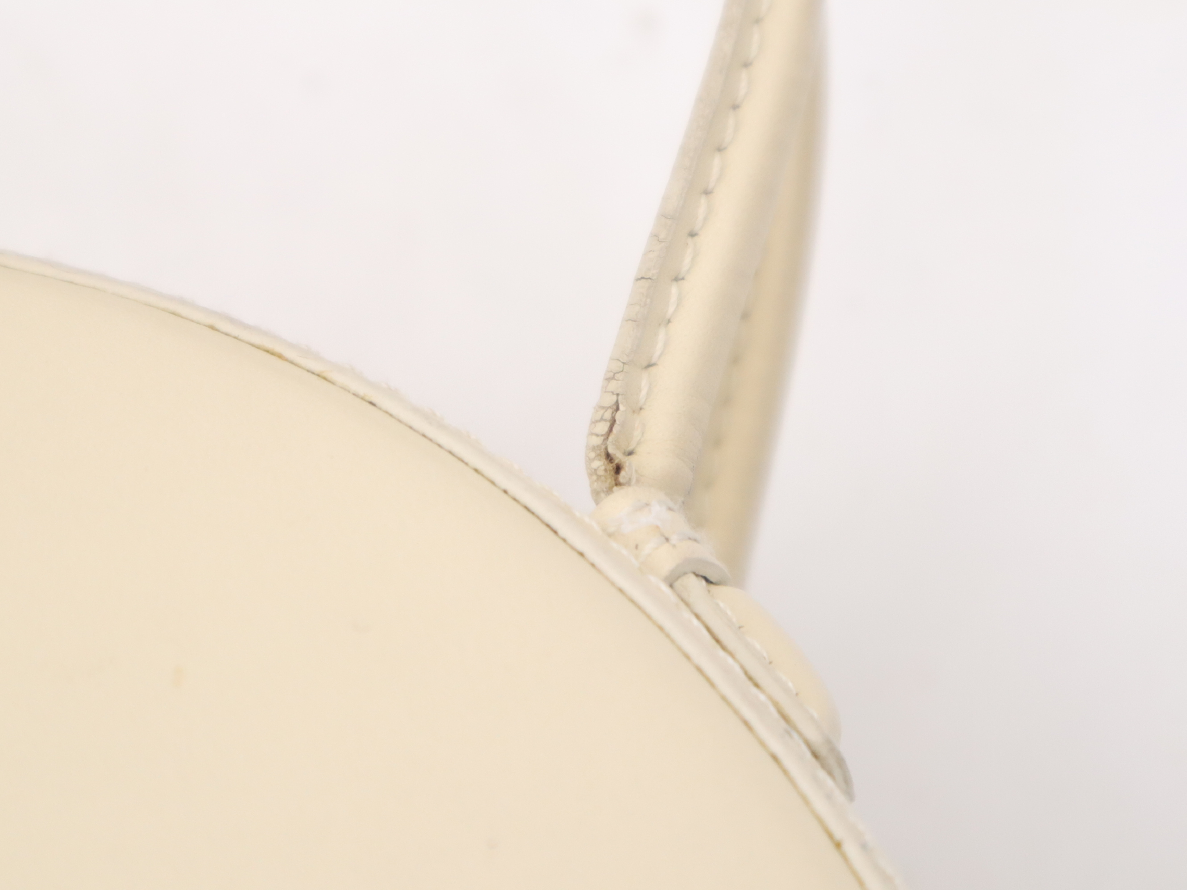 Leather Anagram Round Handbag, Ivory — view 9