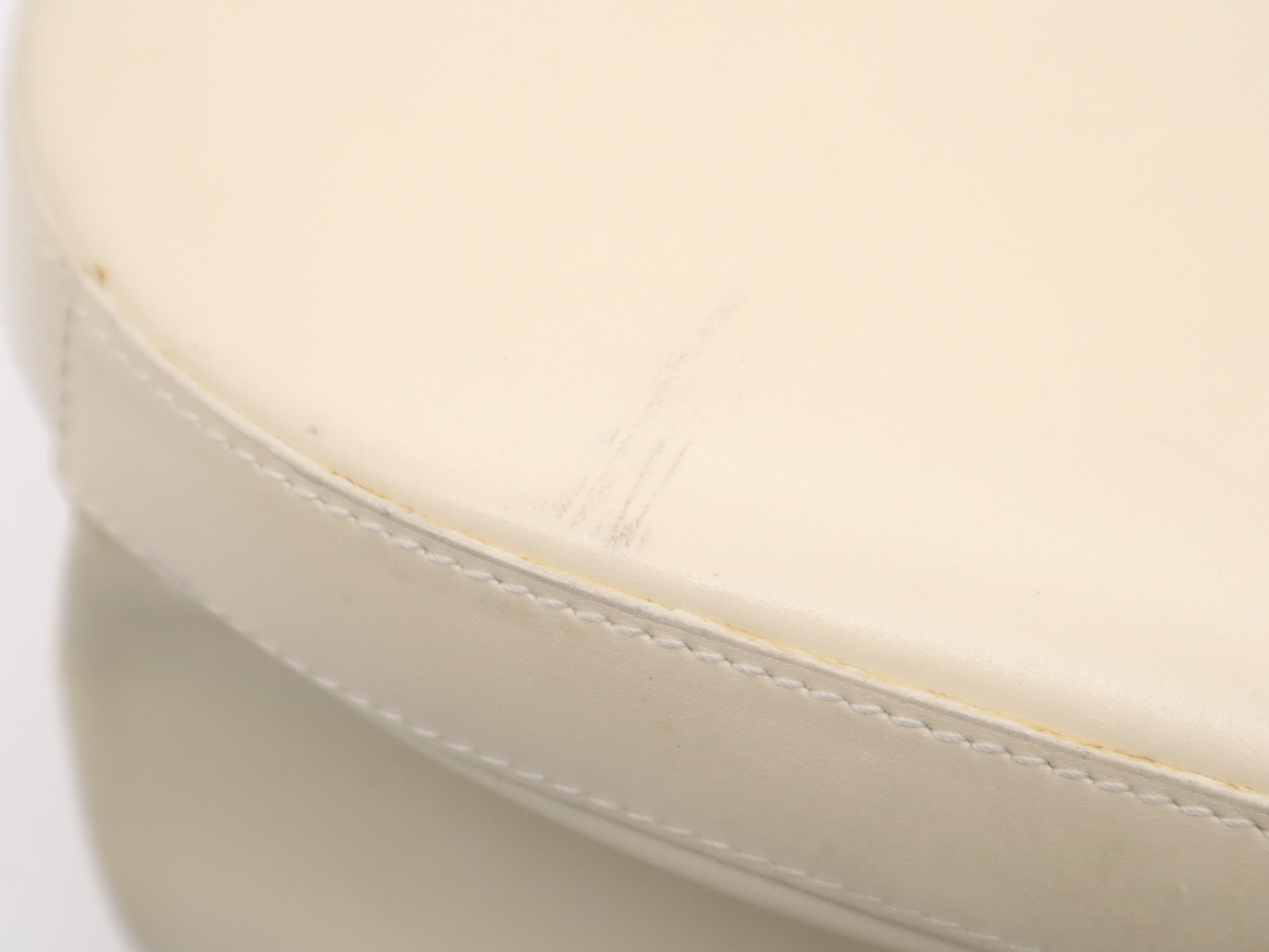 Leather Anagram Round Handbag, Ivory — view 10